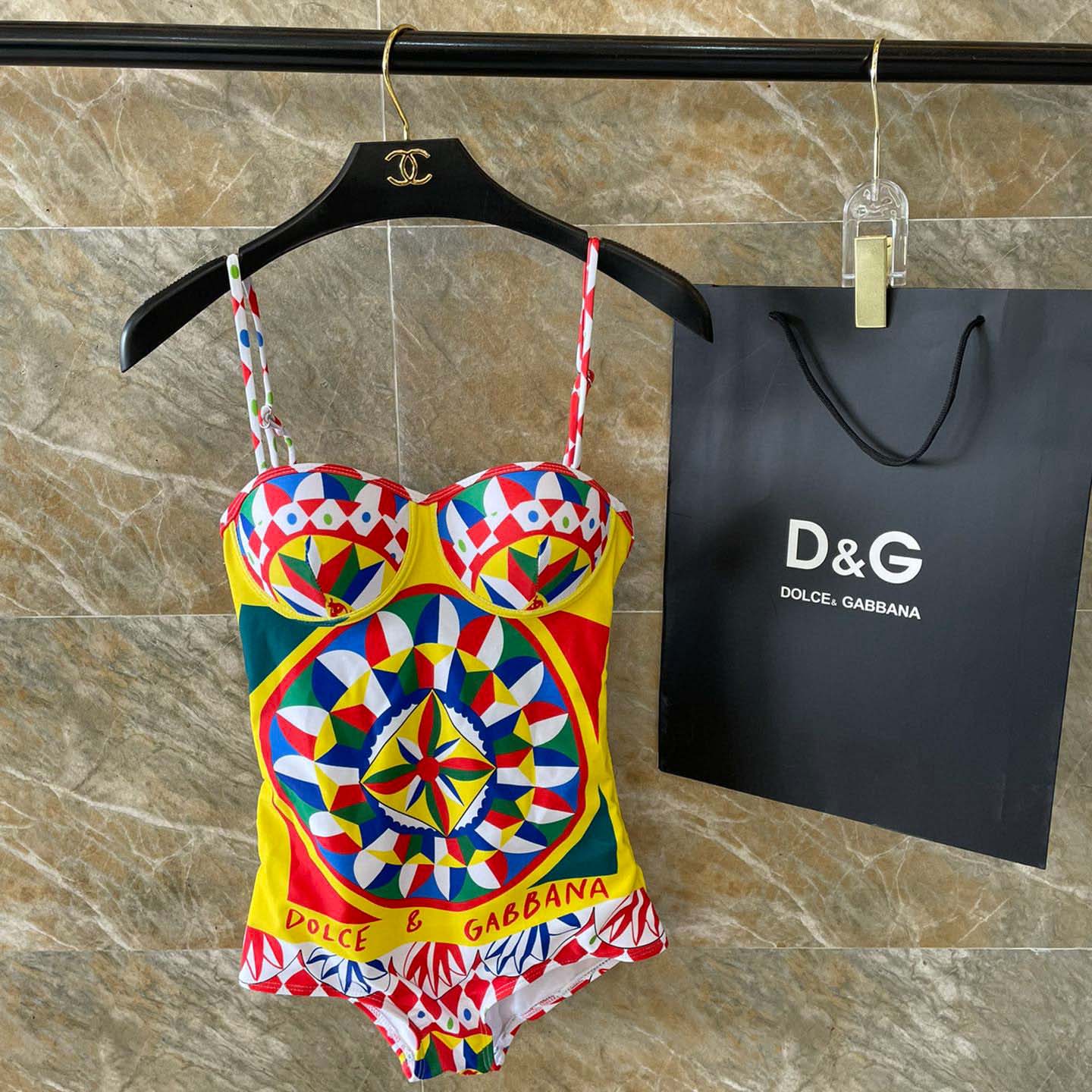 Dolce & Gabbana Carretto-print Balconette One-piece Swimsuit - DesignerGu