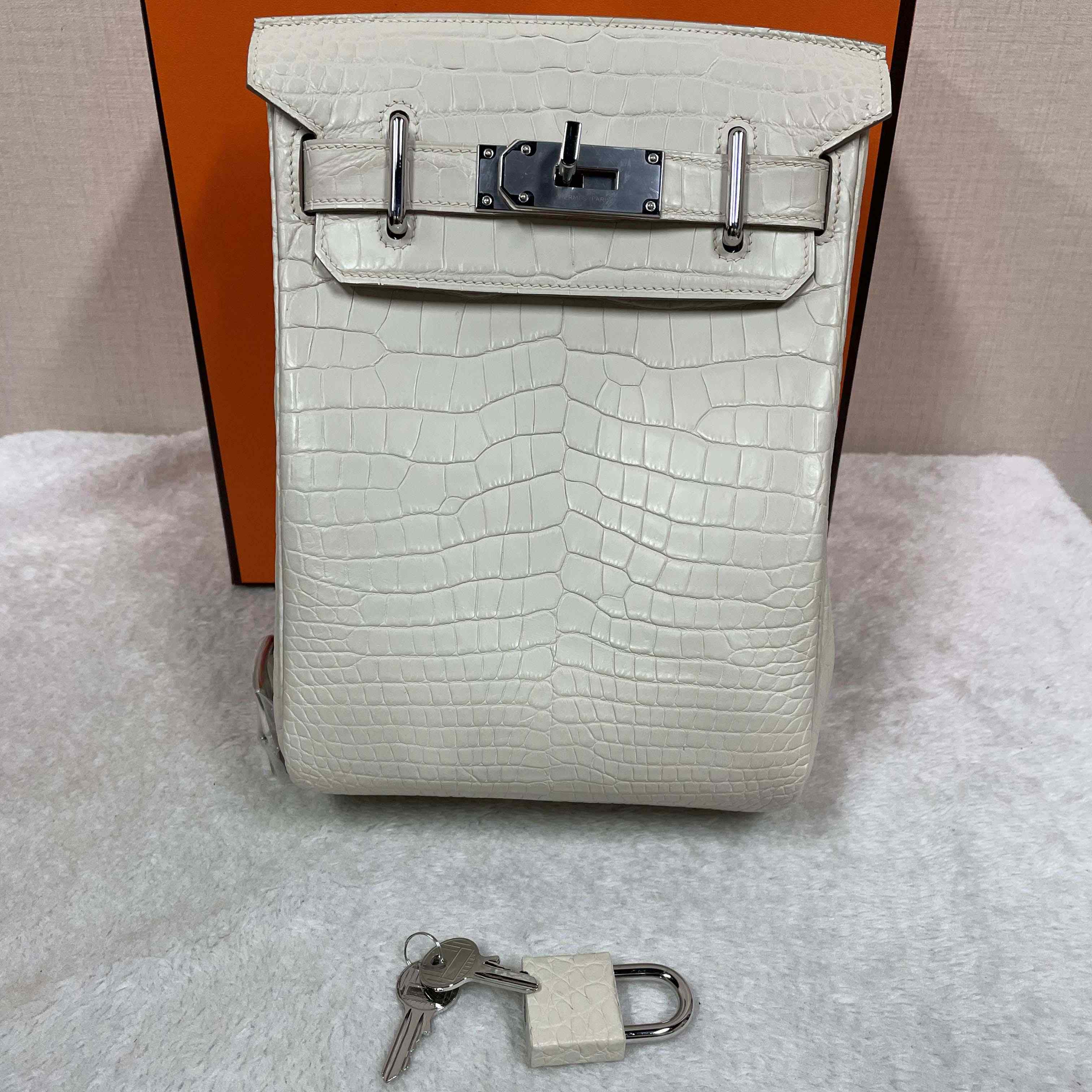 Hermes Hac-a-Dos Beton Croco PHW - DesignerGu