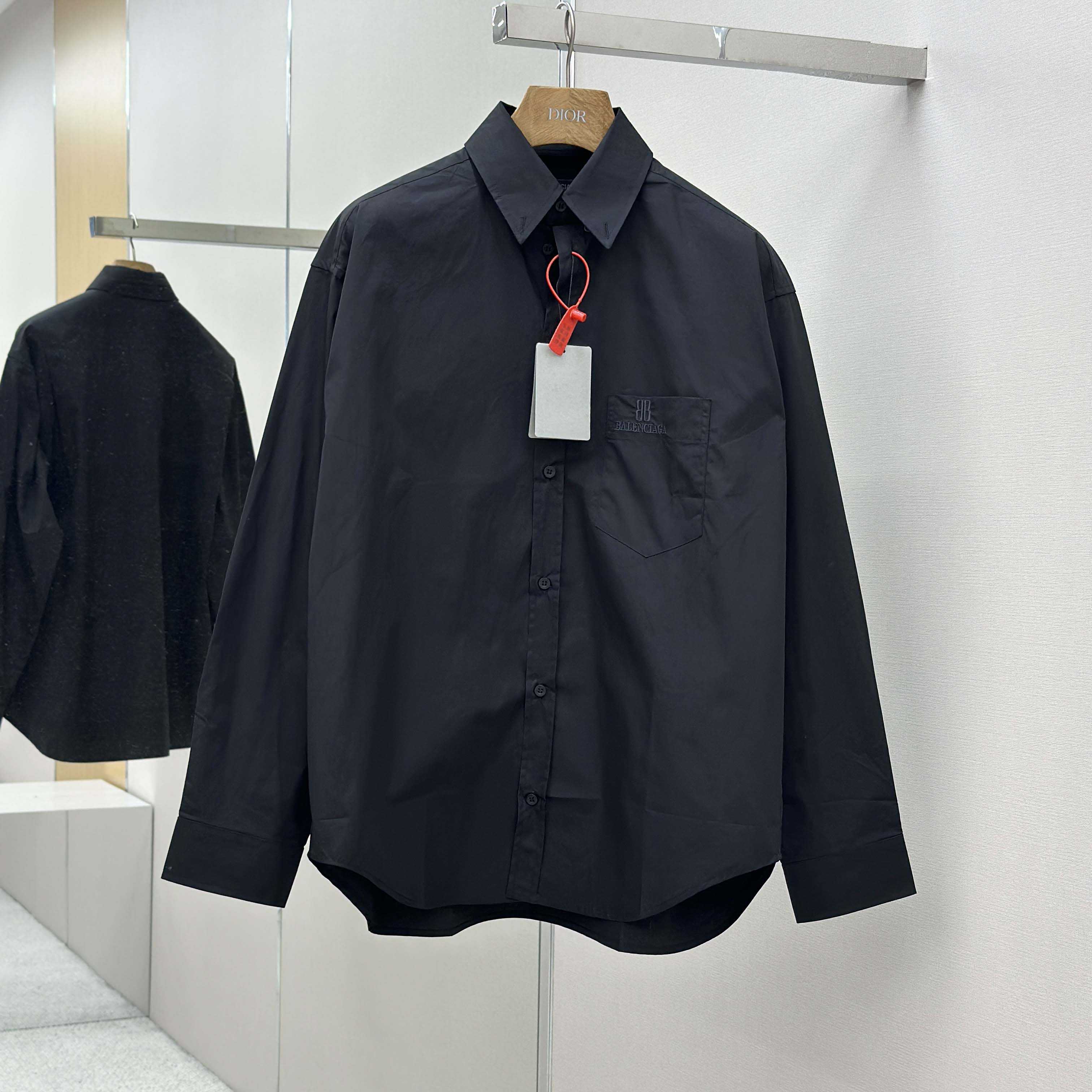 Balenciaga Large Fit Shirt In Black Cotton Poplin - DesignerGu