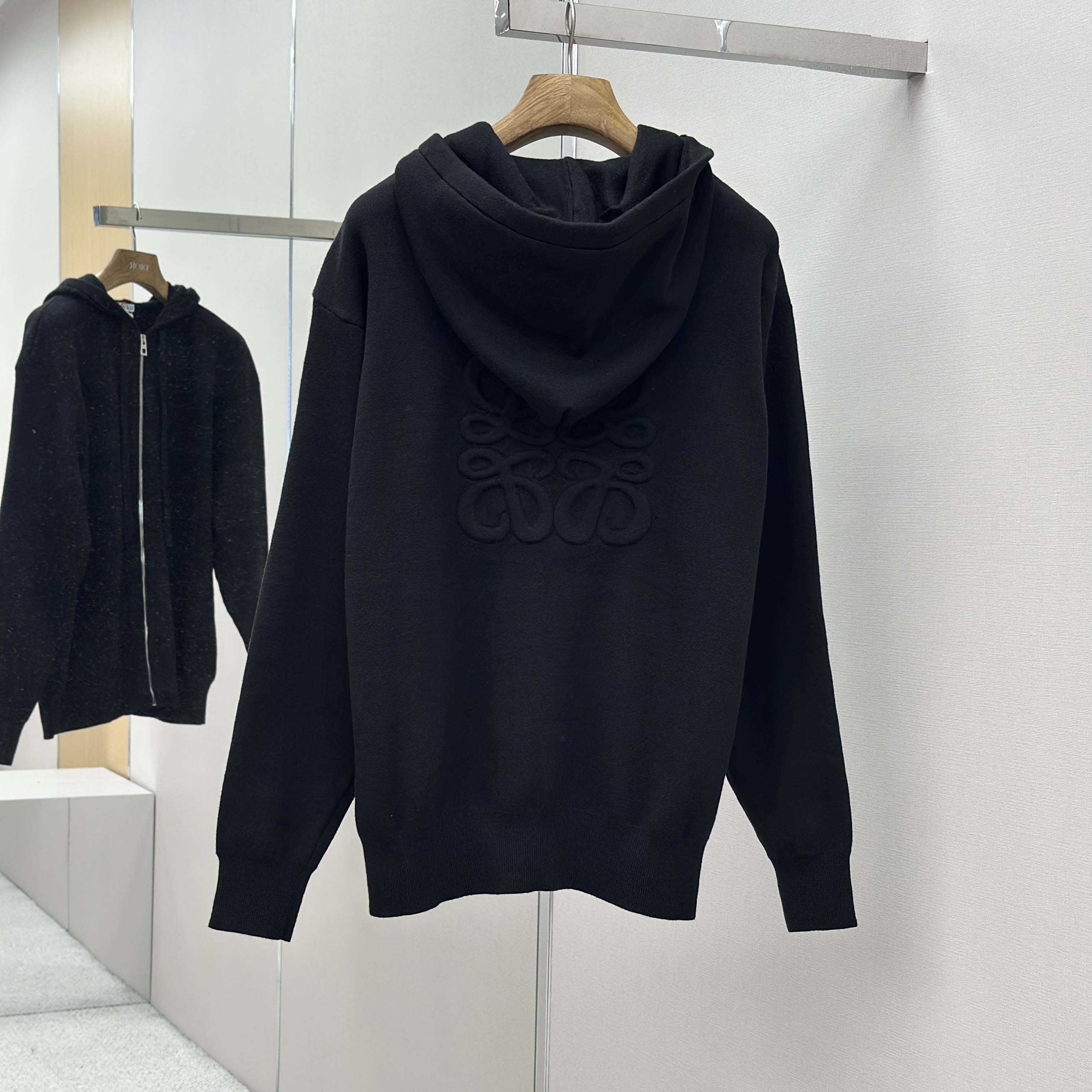 Loewe Anagram Zip-up Hoodie In Wool - DesignerGu