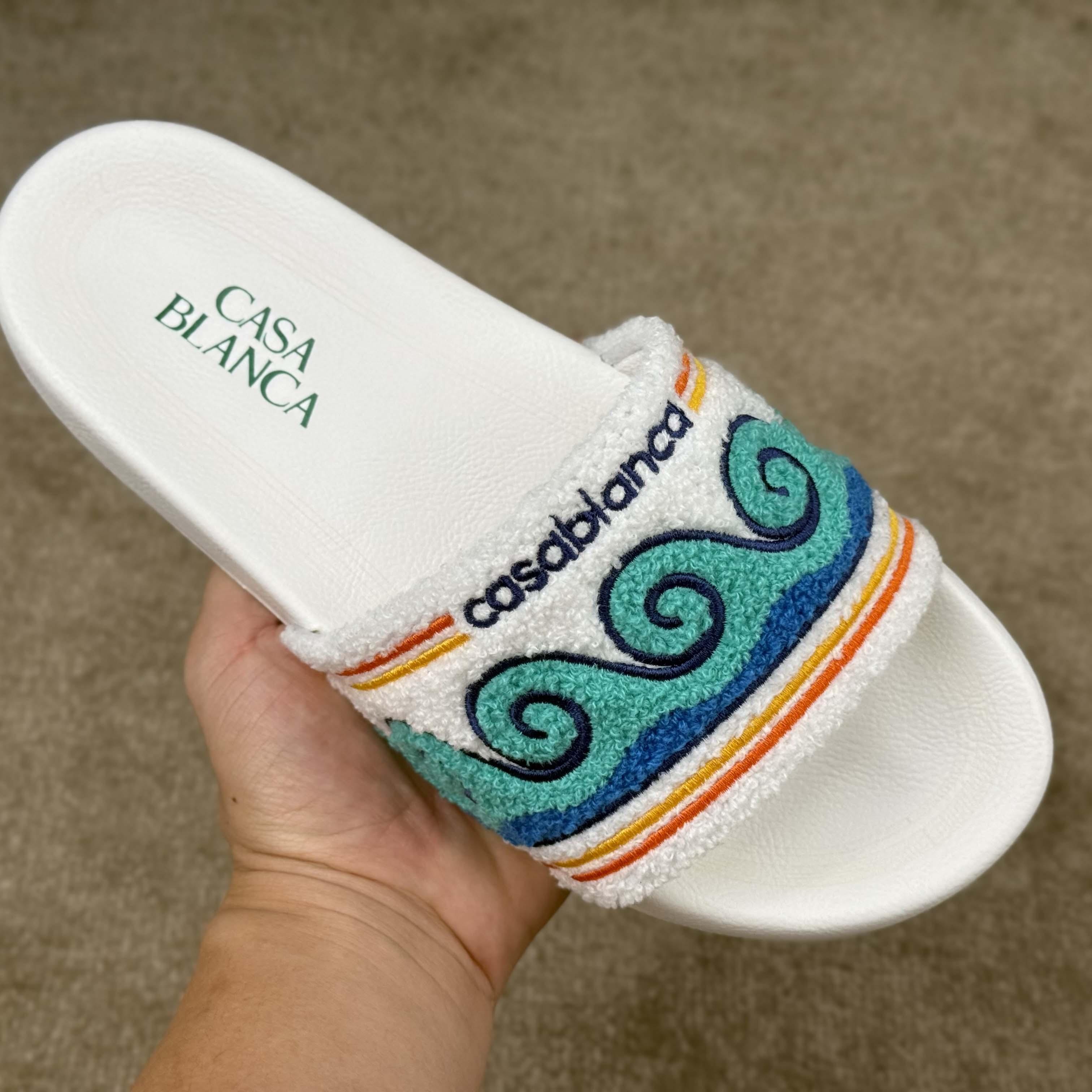 Casablanca Men's Embroidered Terry Slide Sandals - DesignerGu