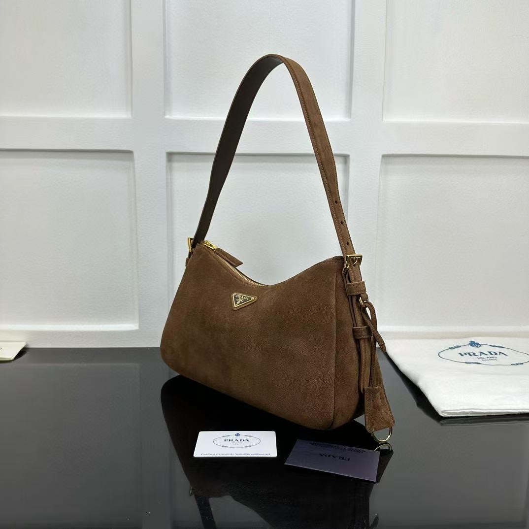 Prada Aimée Medium Suede Shoulder Bag - DesignerGu