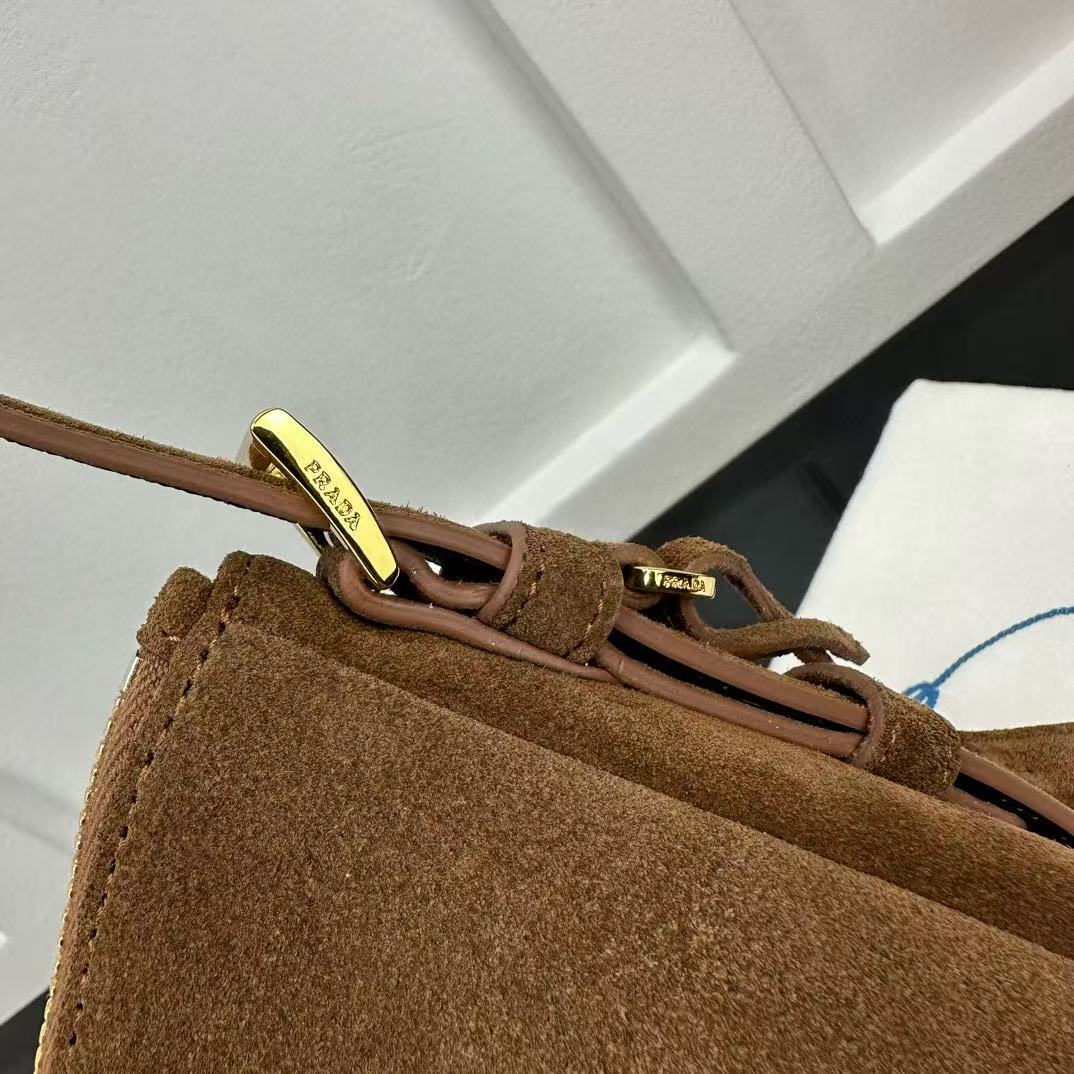 Prada Aimée Medium Suede Shoulder Bag - DesignerGu