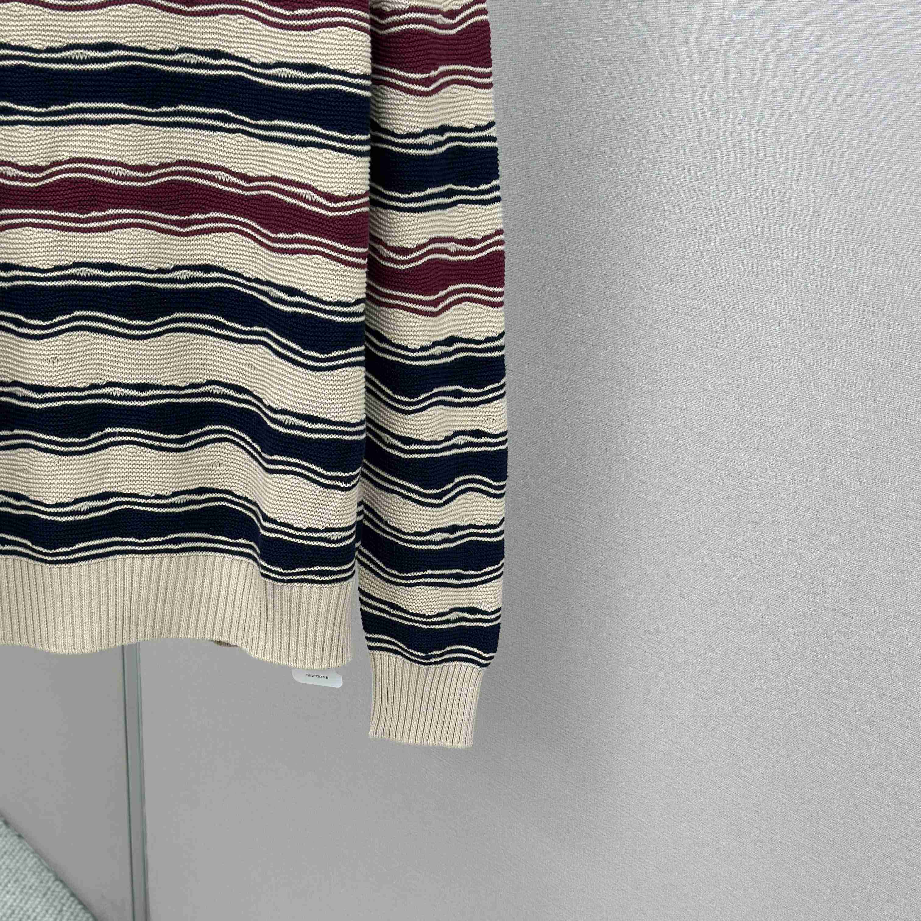 Bottega Veneta Men's Red Distorted Stripe Linen & Cotton Sweater  - DesignerGu