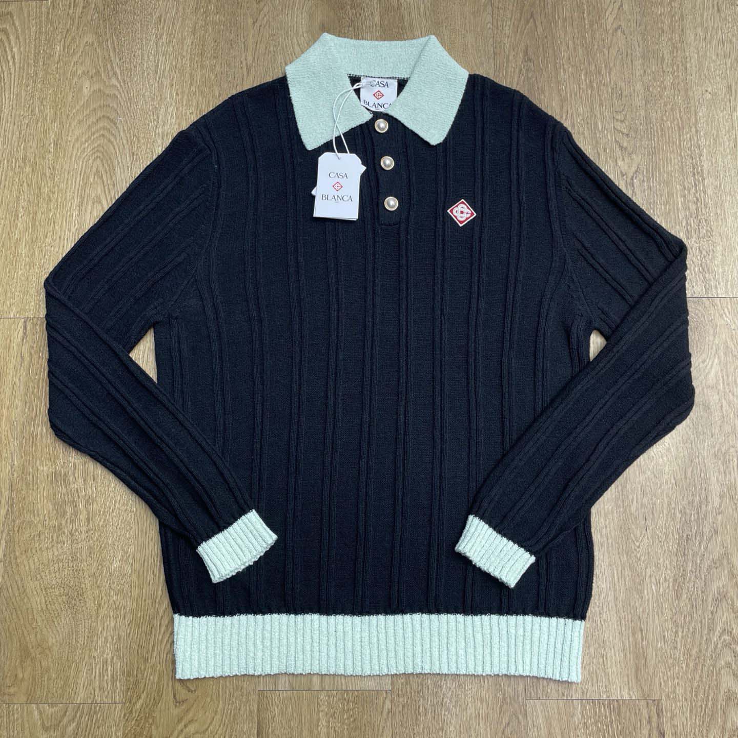 Casablanca Boucle Long Sleeve Polo Shirt     D0101 - DesignerGu