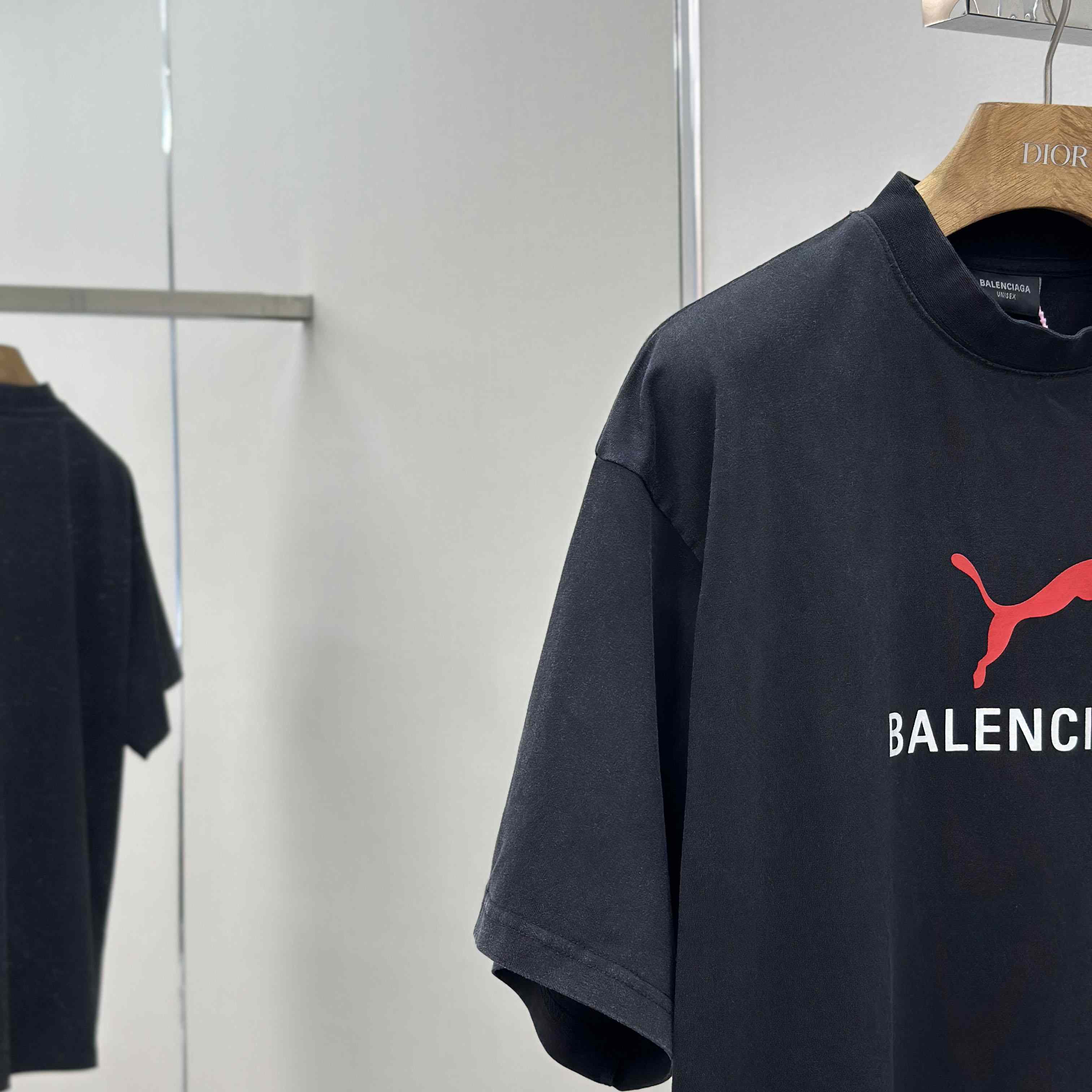 Balenciaga I PUMA Oversized T-Shirt in faded washed black dry jersey - DesignerGu