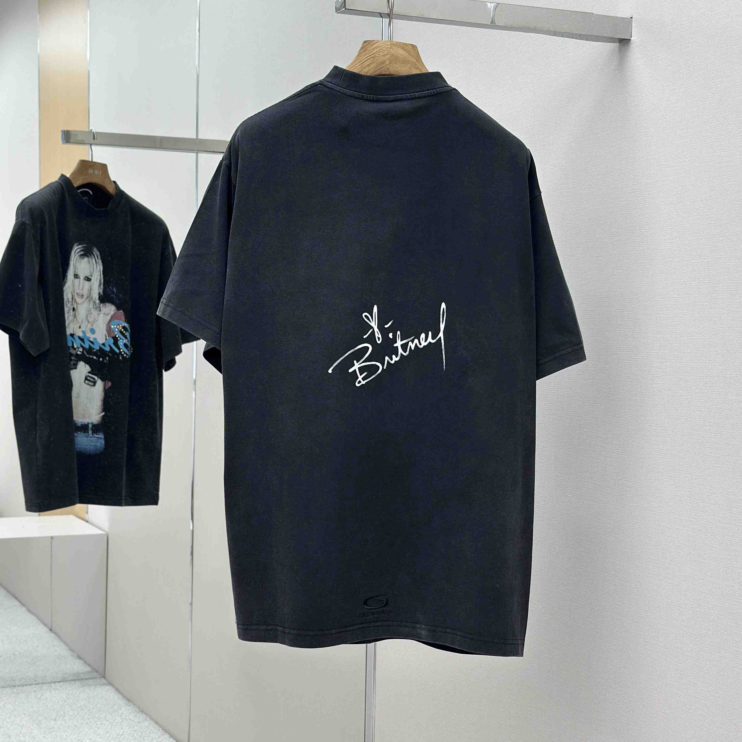 Balenciaga Music | Britney Spears Series Oversized T-Shirt In Faded Black - DesignerGu