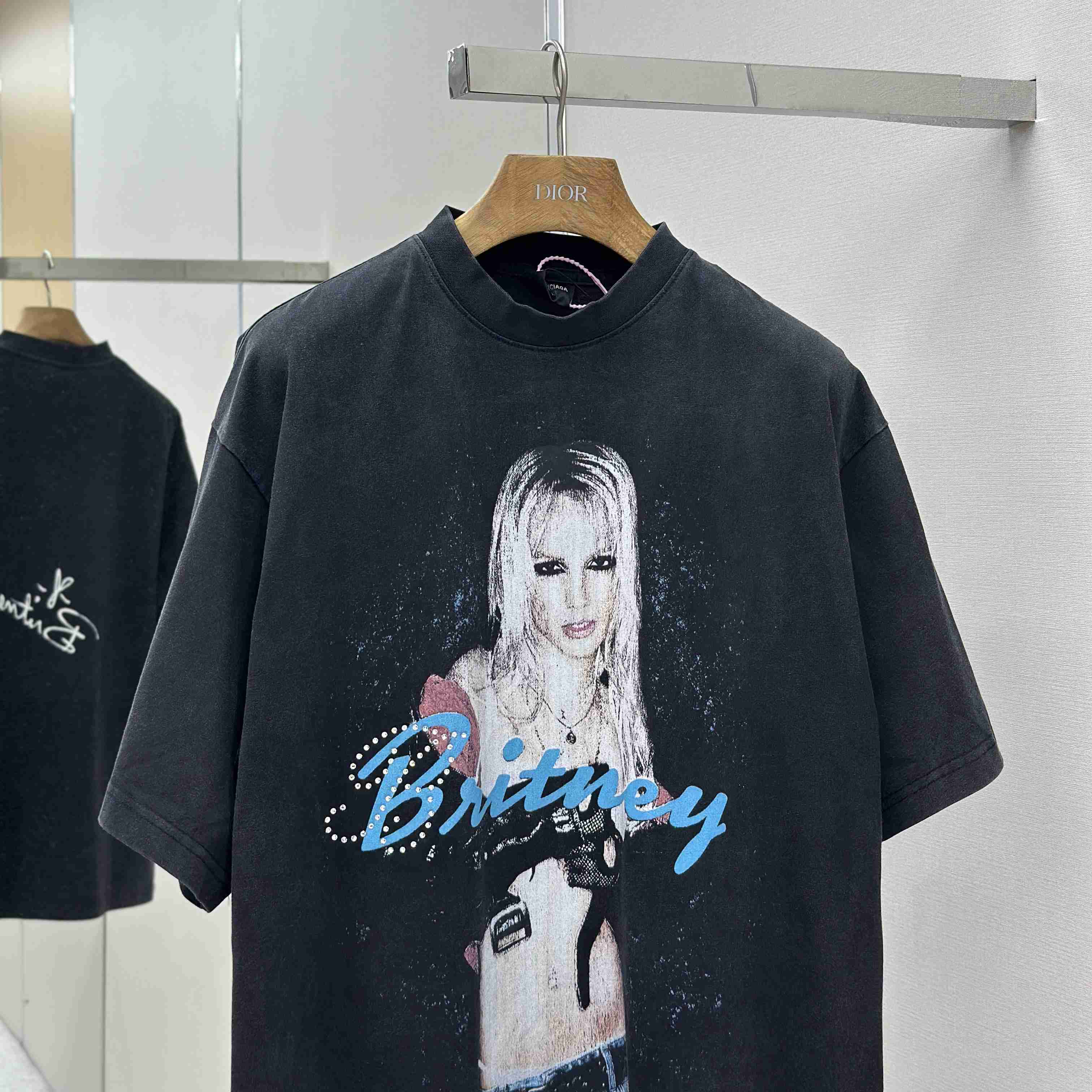 Balenciaga Music | Britney Spears Series Oversized T-Shirt In Faded Black - DesignerGu