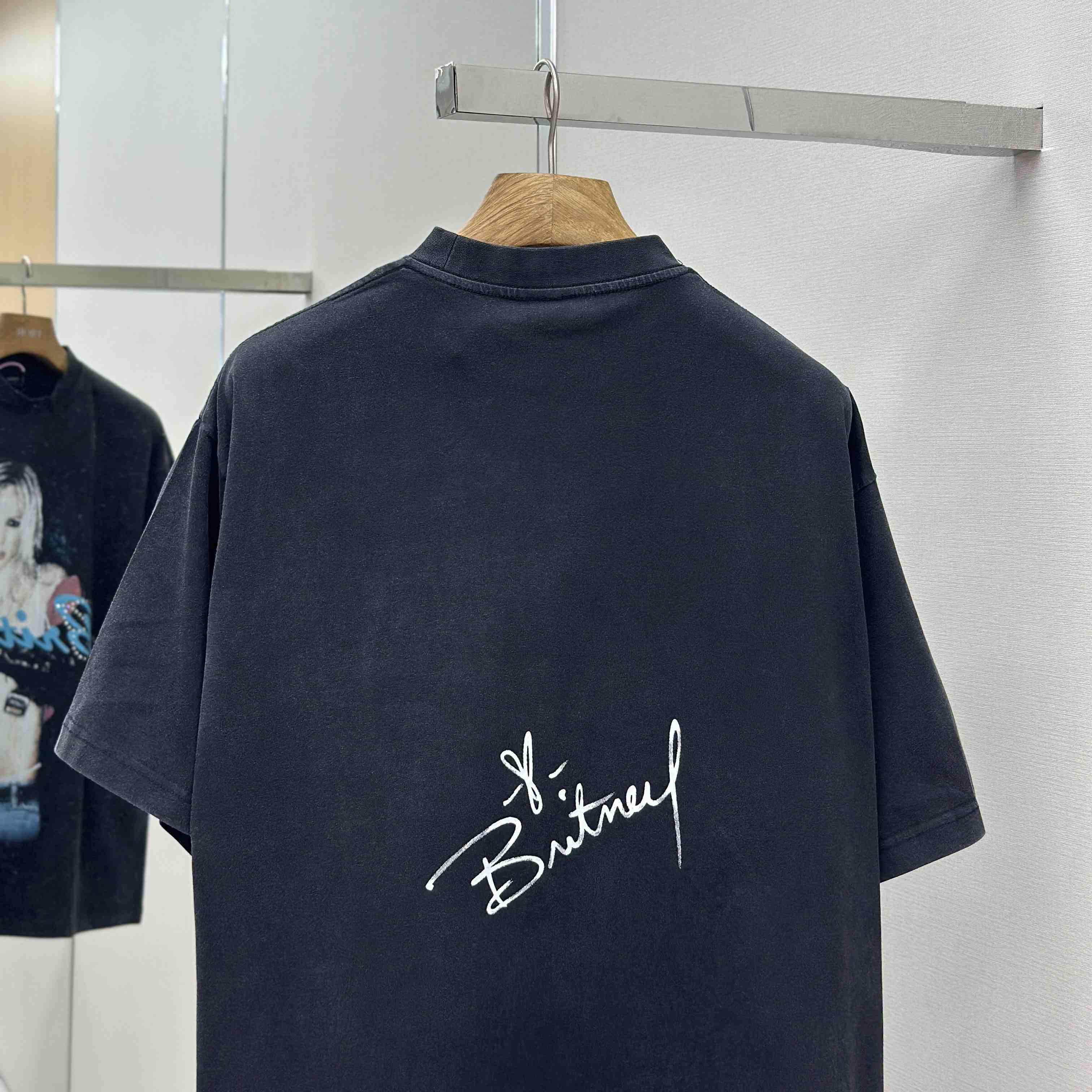 Balenciaga Music | Britney Spears Series Oversized T-Shirt In Faded Black - DesignerGu