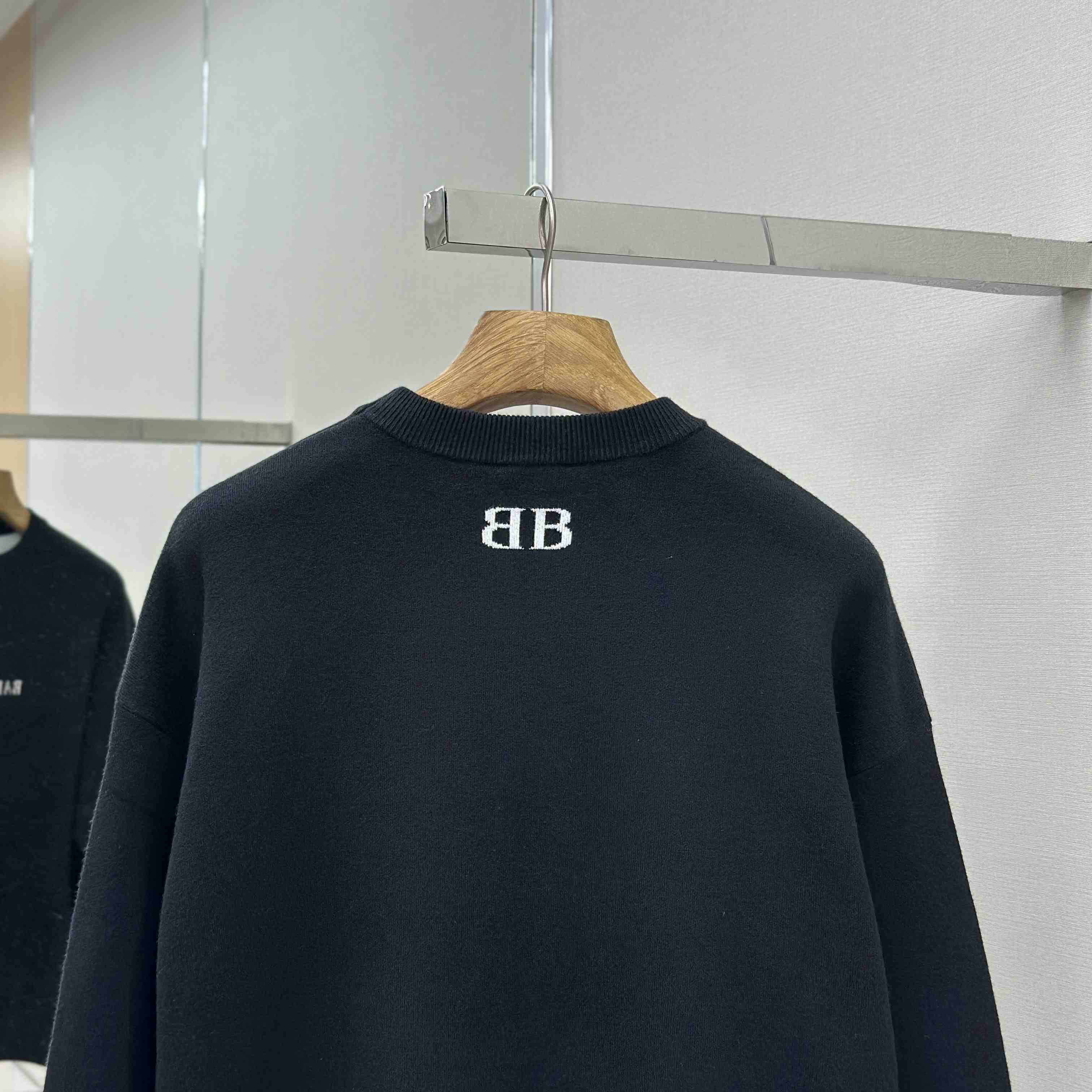 Balenciaga Crewneck Sweater In Black And White Wool Knit - DesignerGu