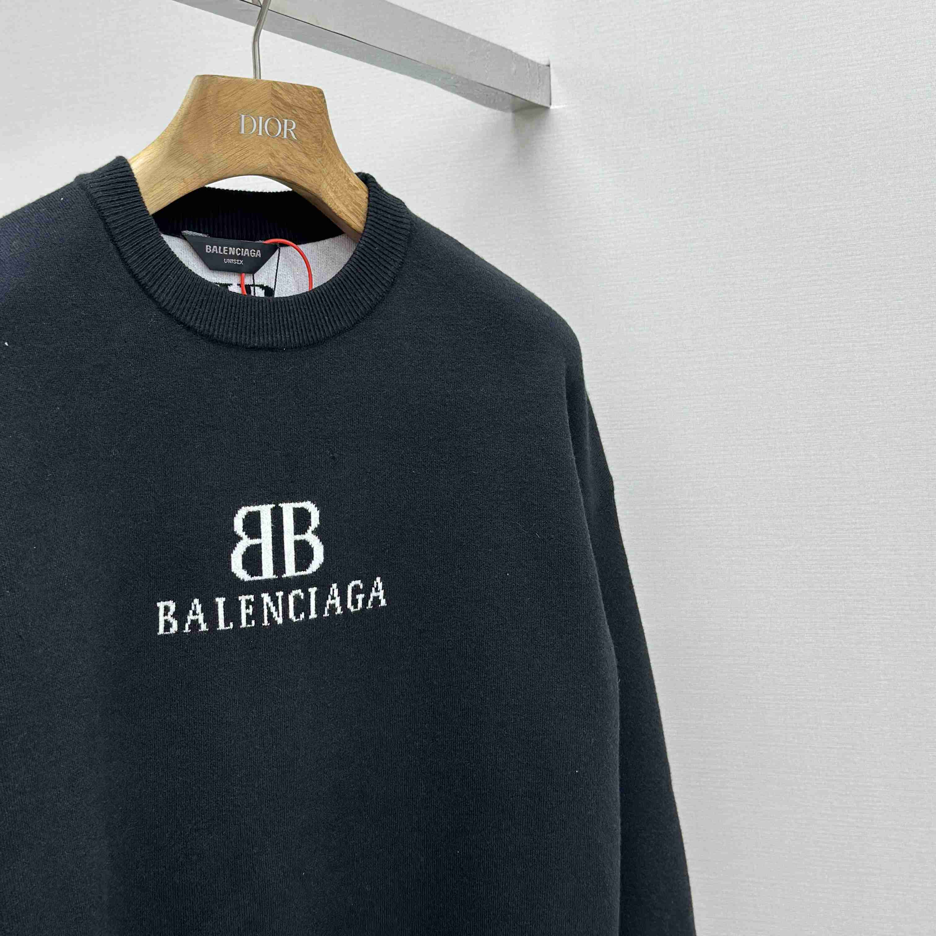 Balenciaga Crewneck Sweater In Black And White Wool Knit - DesignerGu
