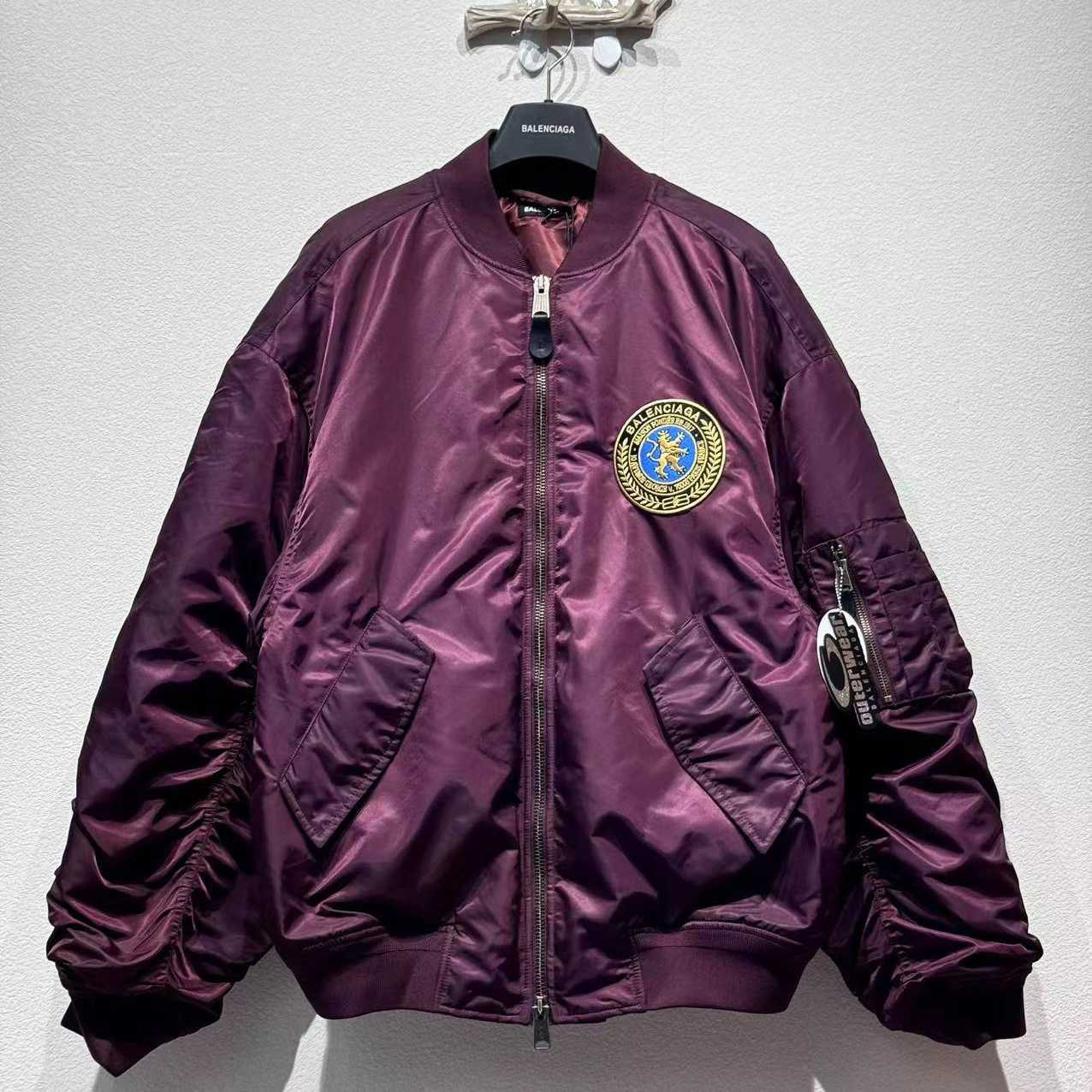 Balenciaga Bomber Jacket Large Fit In Dark Purple - DesignerGu