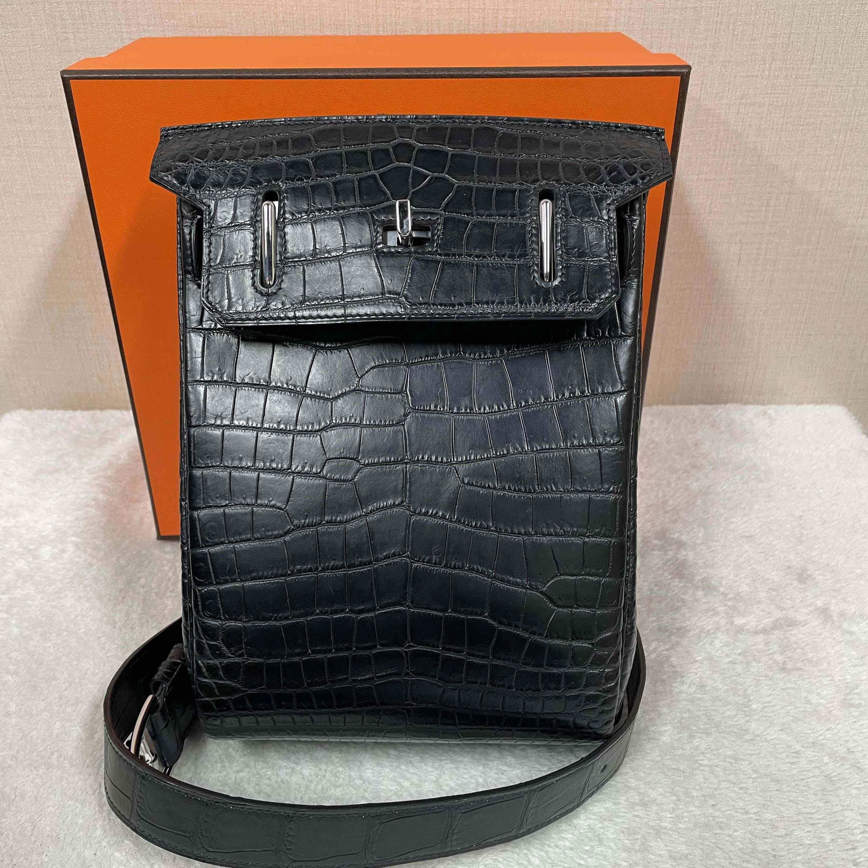 Hermes Hac-a-Dos Beton Croco PHW - DesignerGu