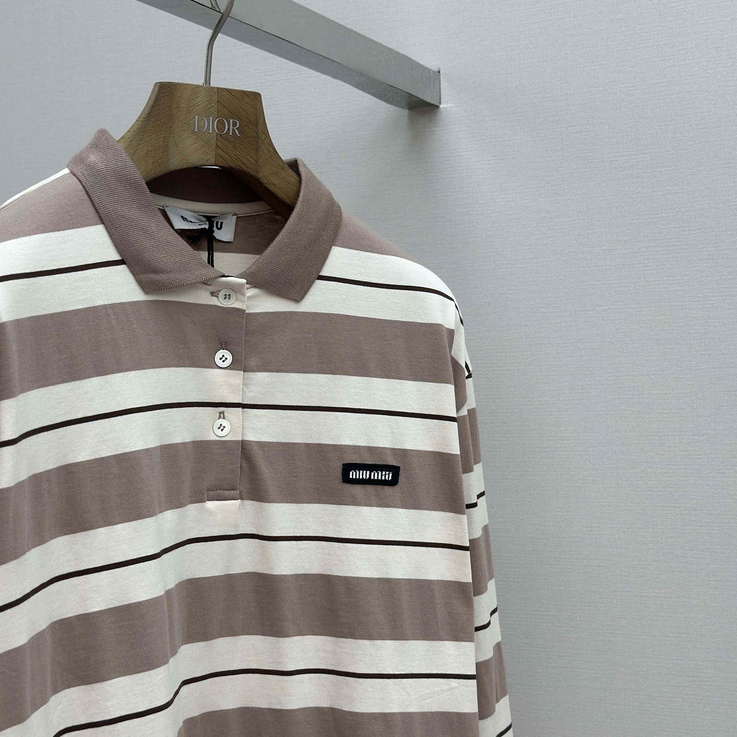 Miu Miu Striped Polo Shirt - DesignerGu