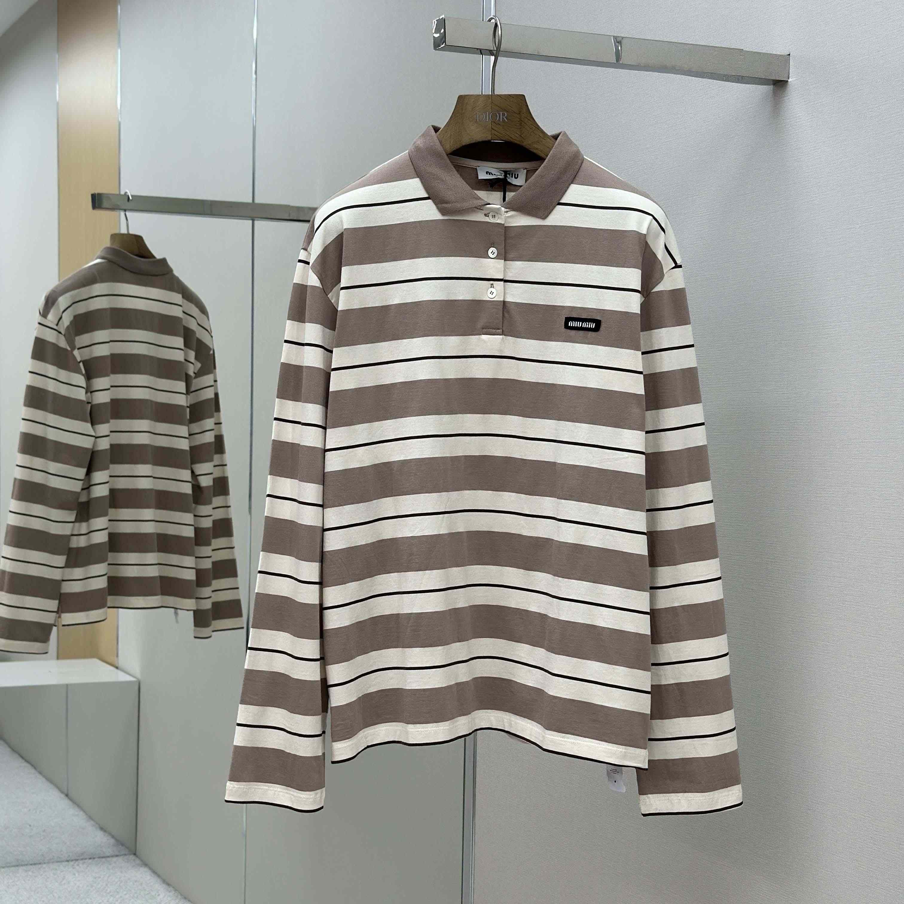 Miu Miu Striped Polo Shirt - DesignerGu