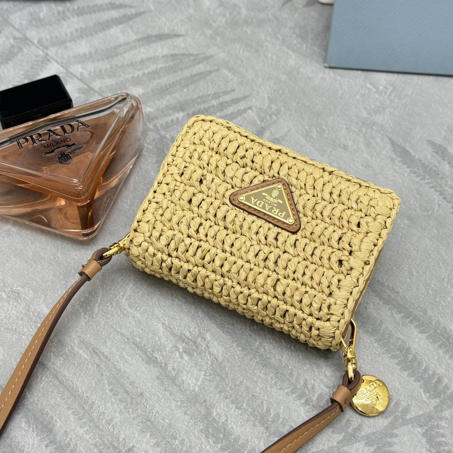 Prada Crochet Card Holder With Shoulder Strap - DesignerGu