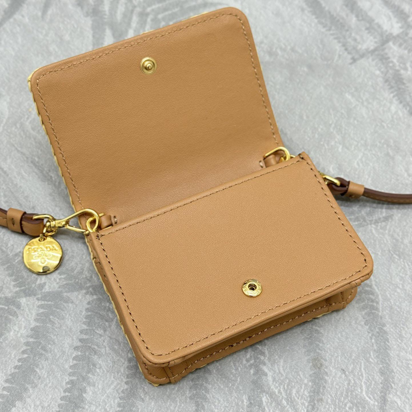 Prada Crochet Card Holder With Shoulder Strap - DesignerGu