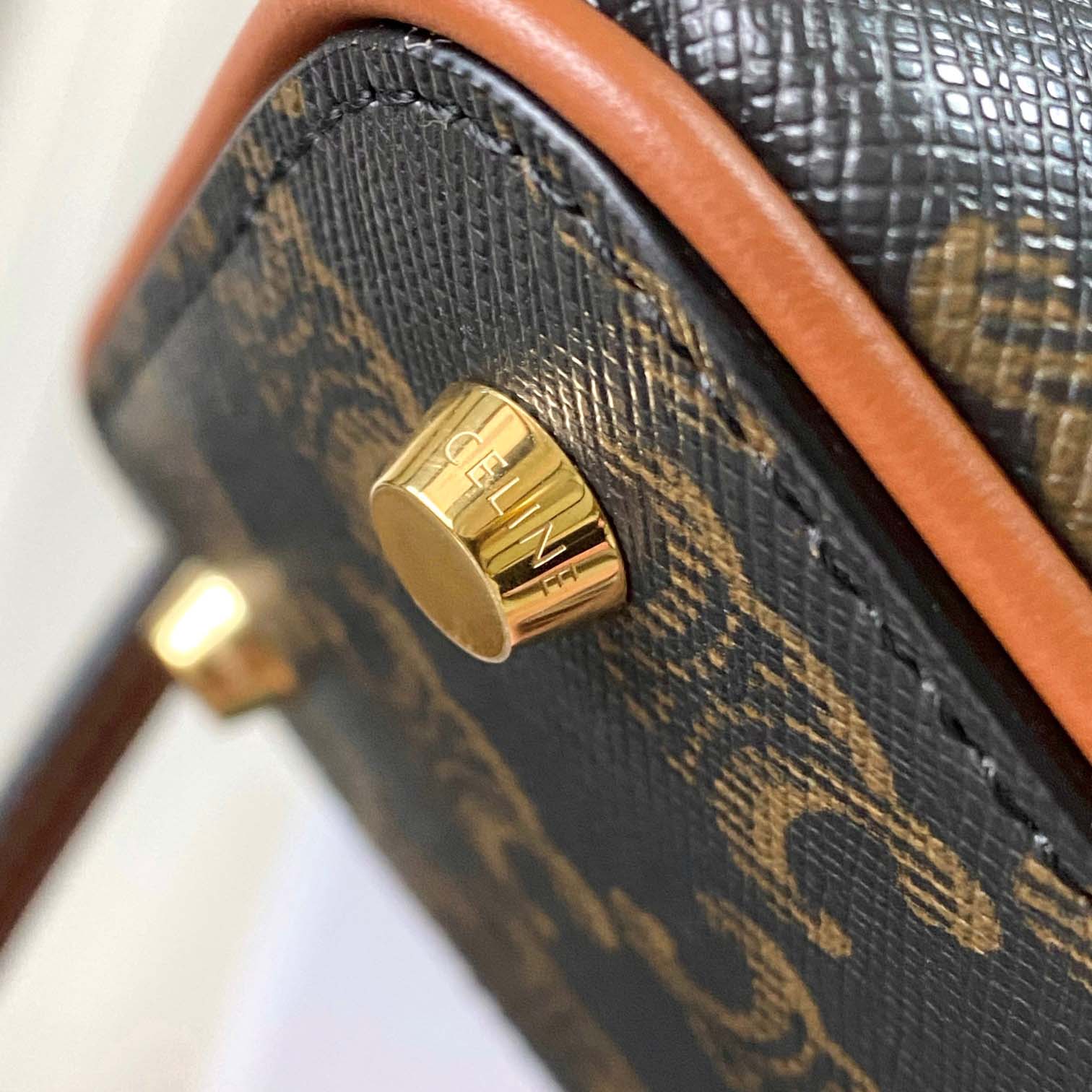 Celine Small Bowling In Triomphe Canvas And Calfskin  - DesignerGu