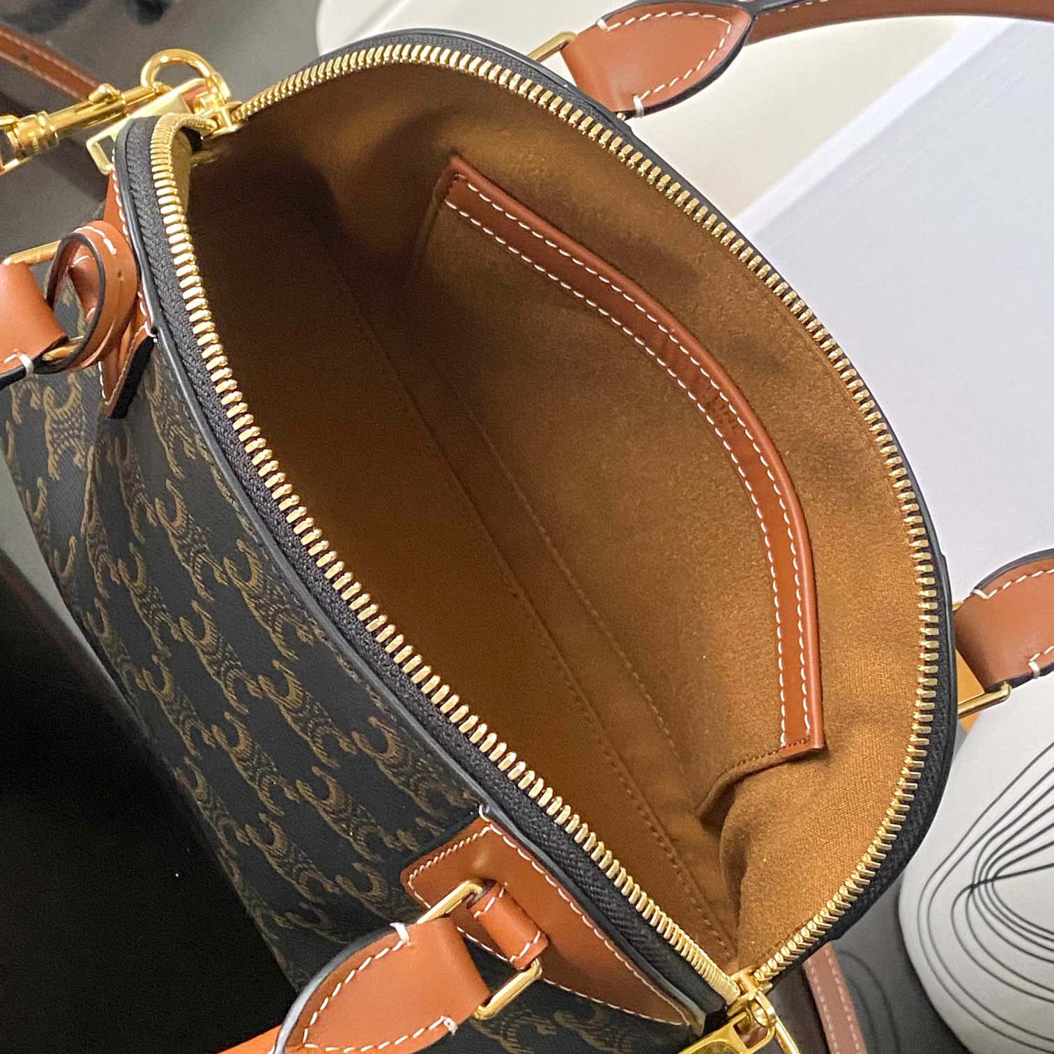 Celine Small Bowling In Triomphe Canvas And Calfskin  - DesignerGu