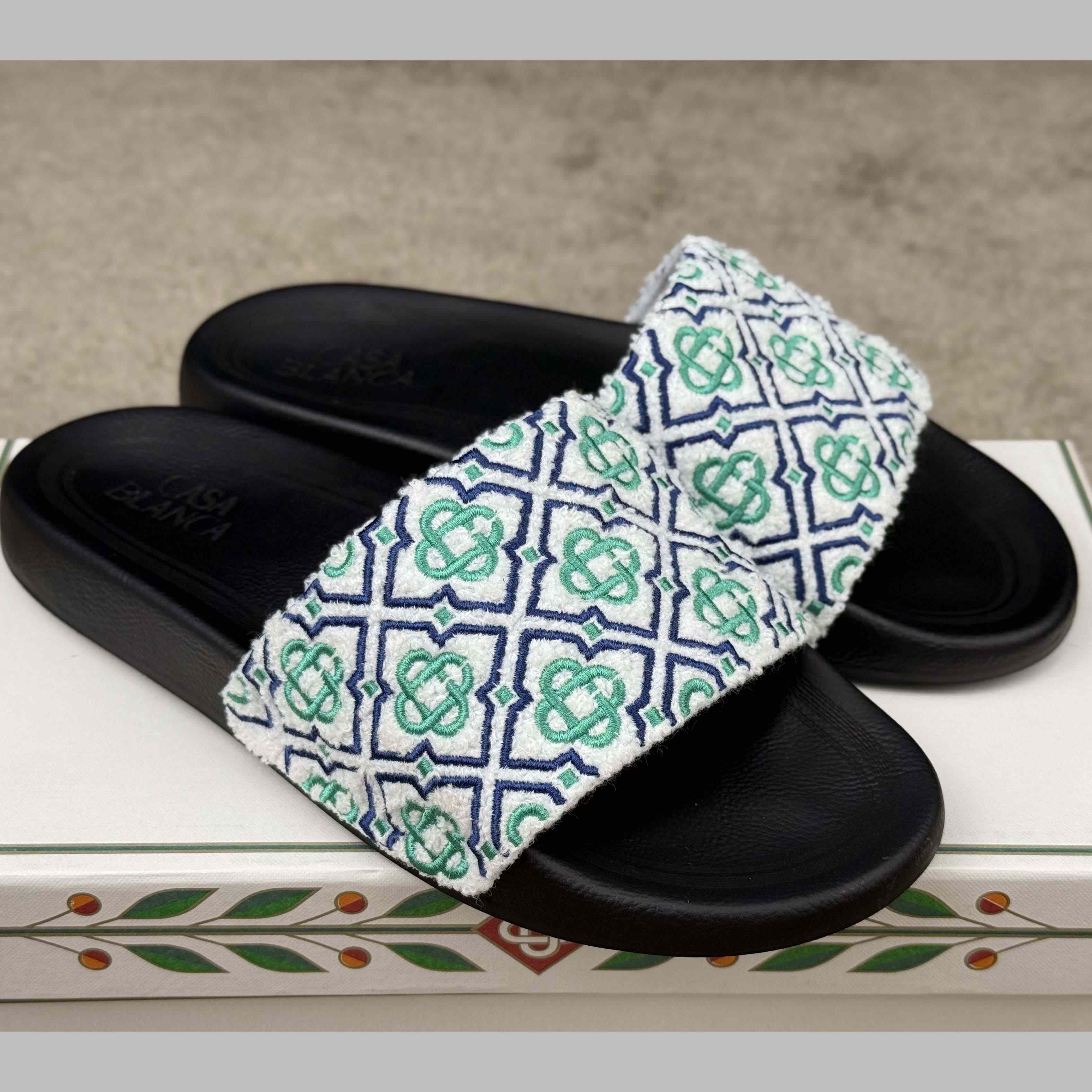 Casablanca Embroidered-monogram Slides - DesignerGu