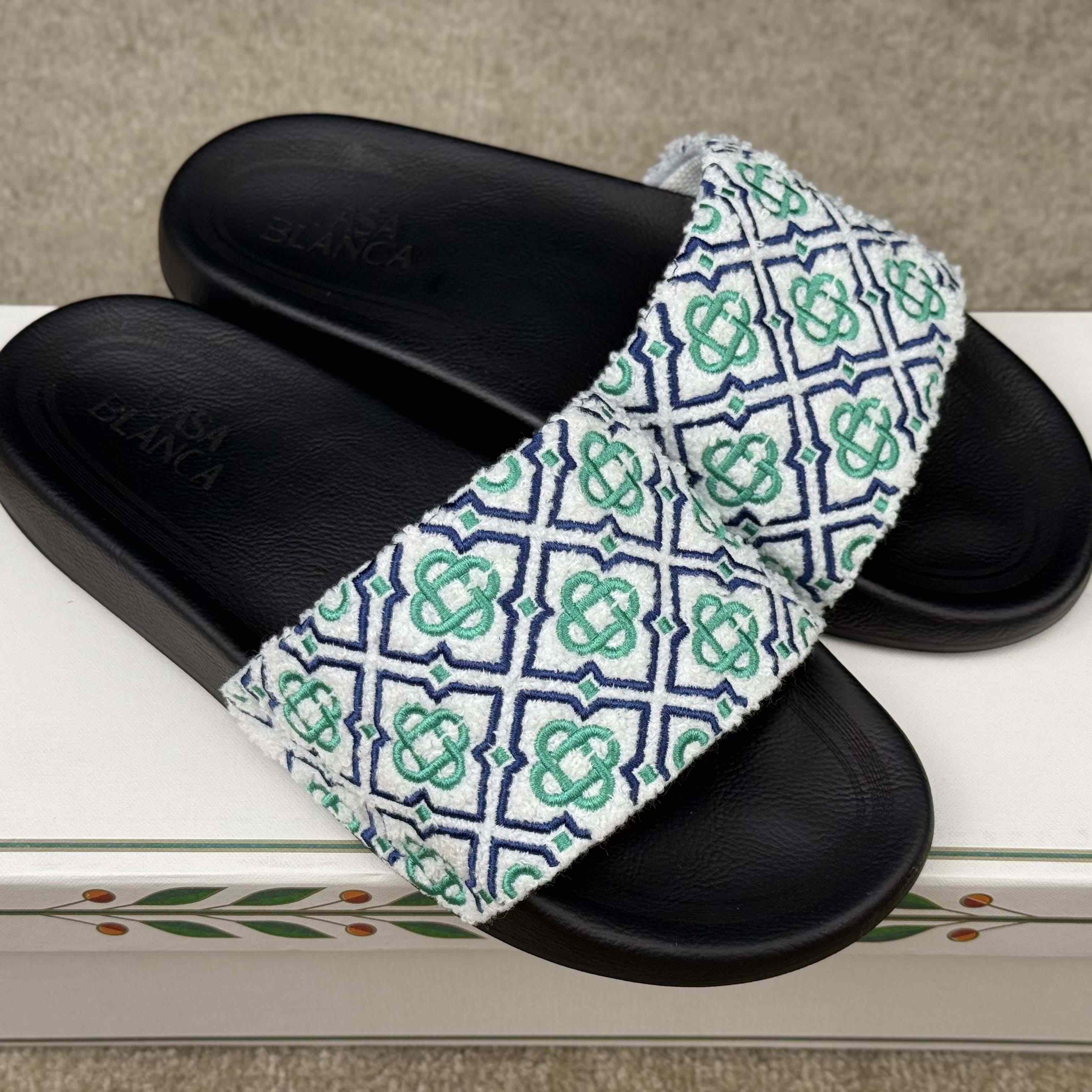 Casablanca Embroidered-monogram Slides - DesignerGu
