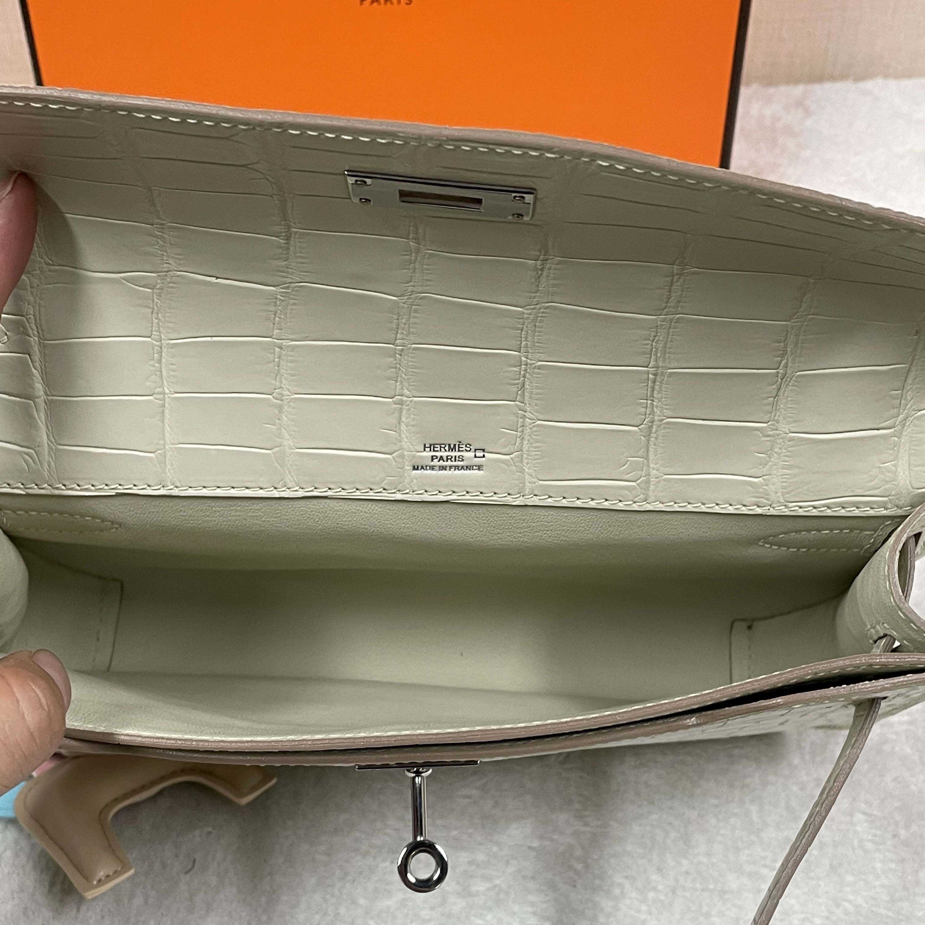 Hermes Kelly Depeche Crocodile Beton 25cm - DesignerGu