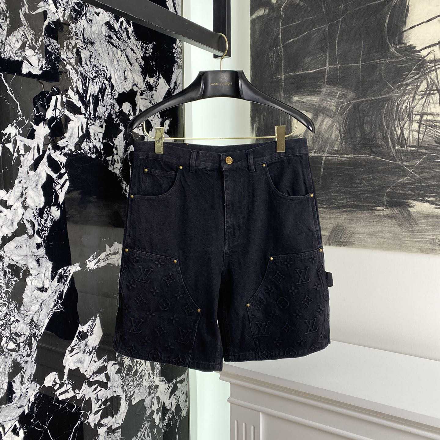 Louis Vuitton Monogram Workwear Denim Shorts Black  - DesignerGu