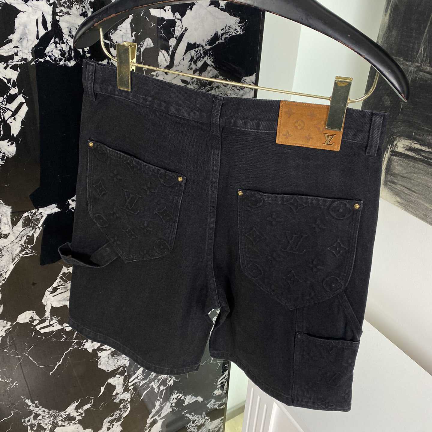 Louis Vuitton Monogram Workwear Denim Shorts Black  - DesignerGu