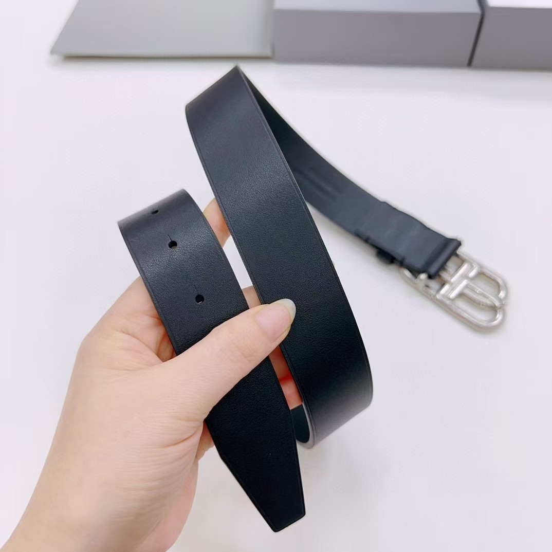 Balenciaga Black Bb Belt With silver Buckle - DesignerGu