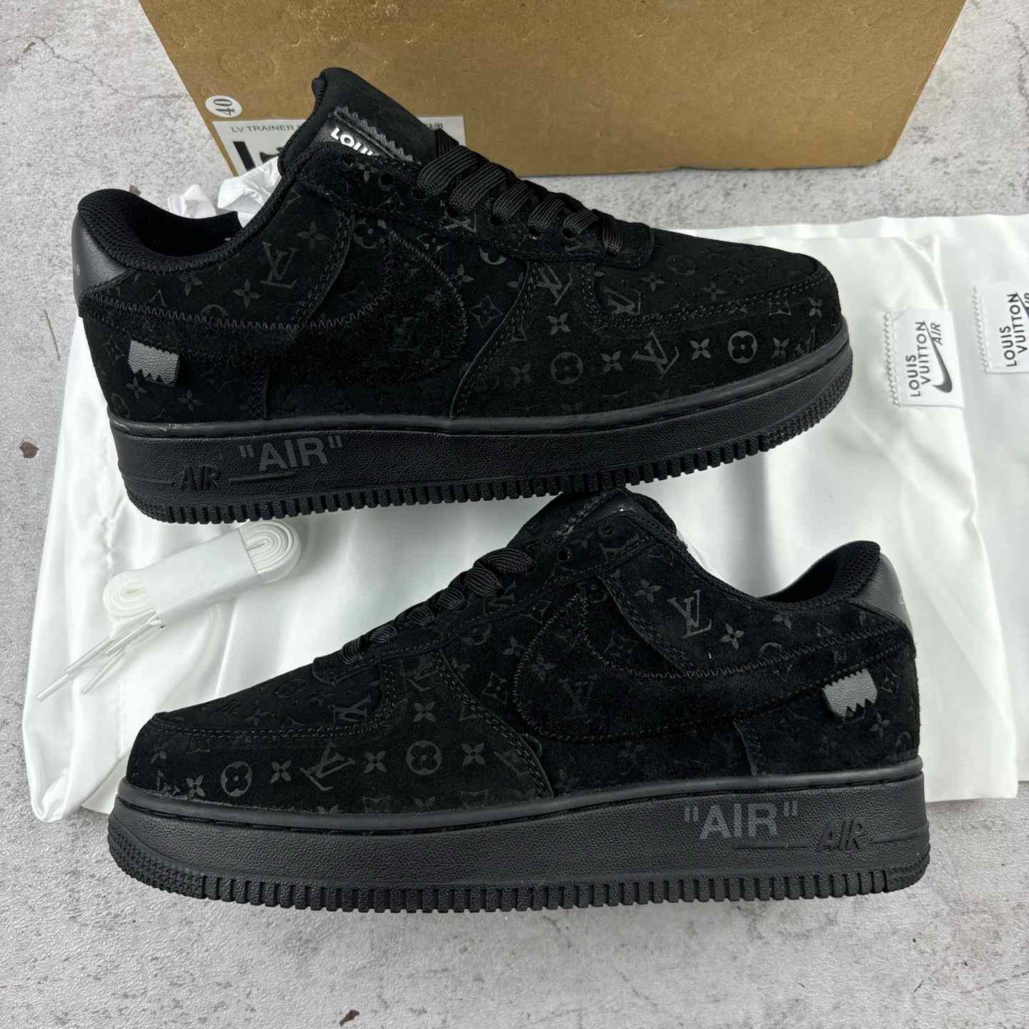 Nike x Louis Vuitton Air Force 1 Low 'Triple Black' - DesignerGu