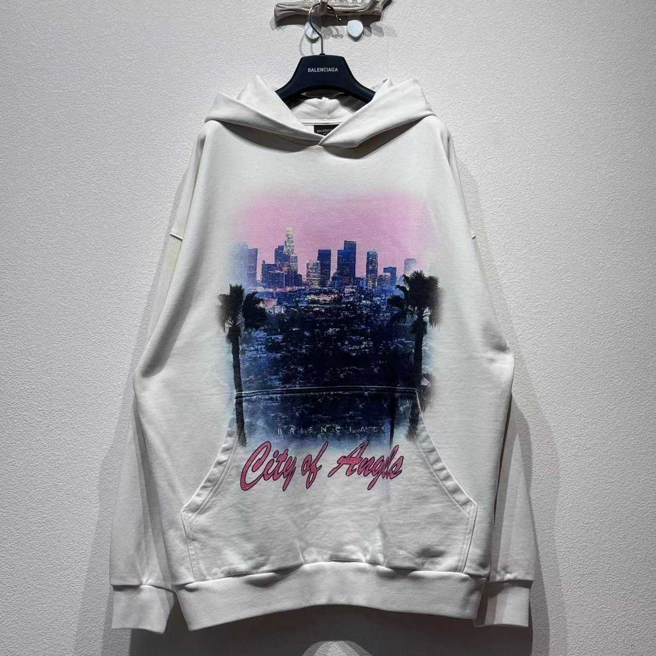 Balenciaga City Of Angels Hoodie Medium Fit In Dirty White  - DesignerGu