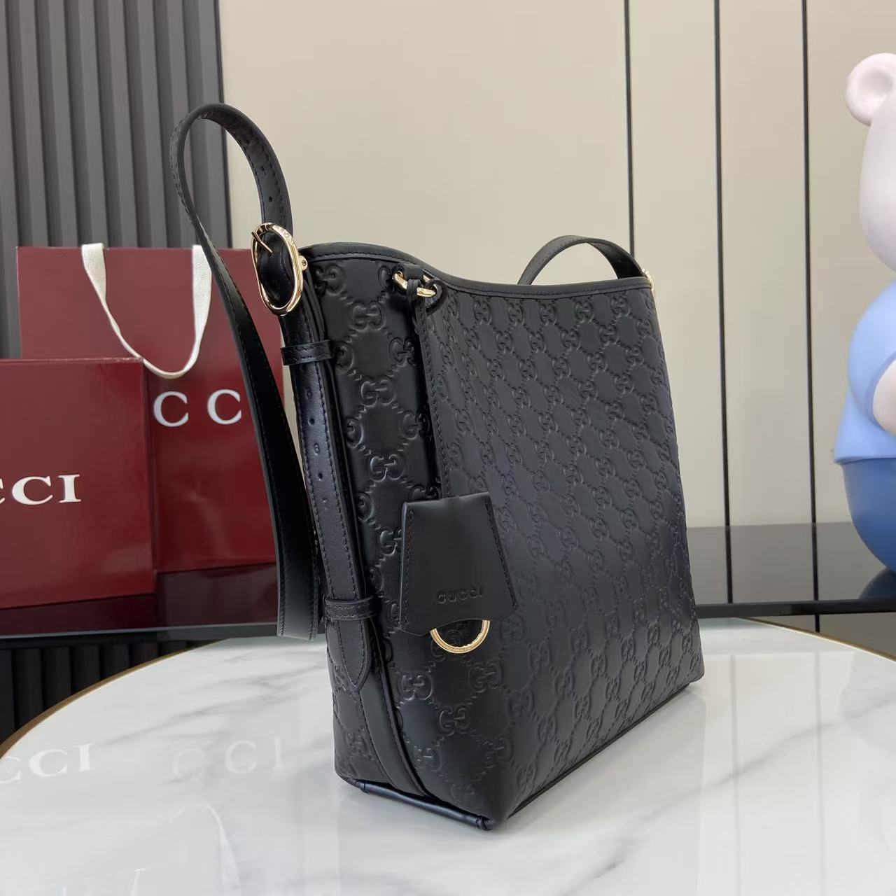 Gucci GG Emblem Small Shoulder Bag - DesignerGu
