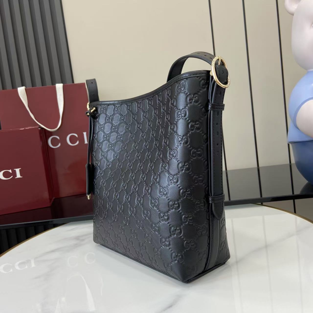 Gucci GG Emblem Small Shoulder Bag - DesignerGu