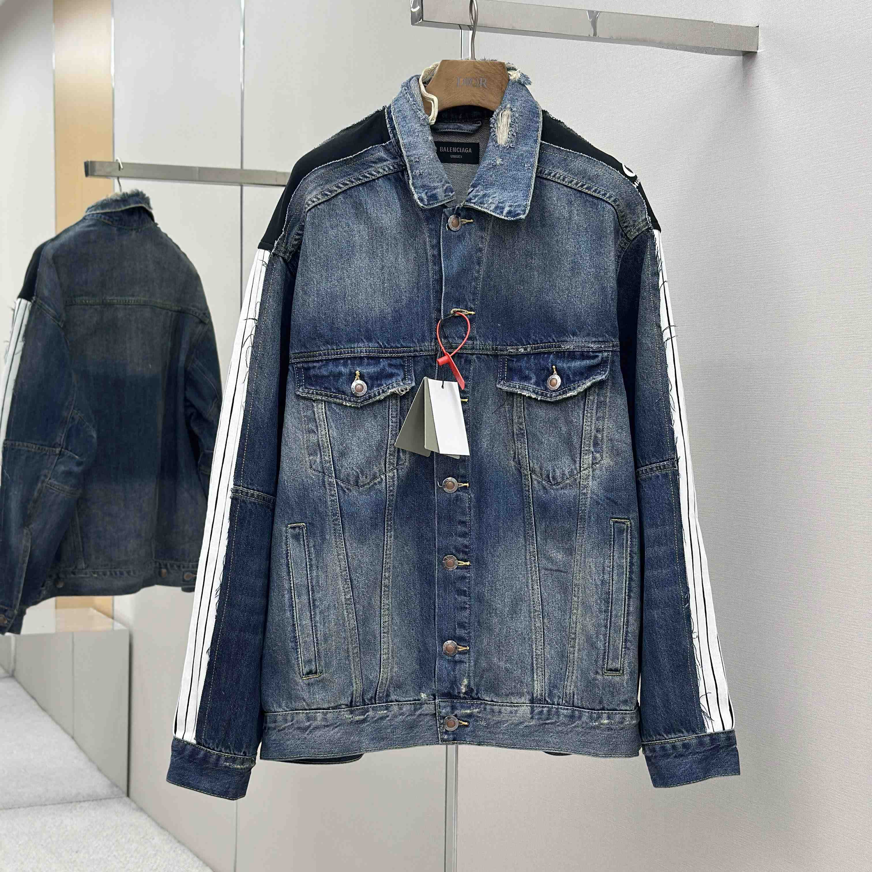 Balenciaga Cut-Up Tracksuit Jacket In Blue And Black Technical Fabric - DesignerGu