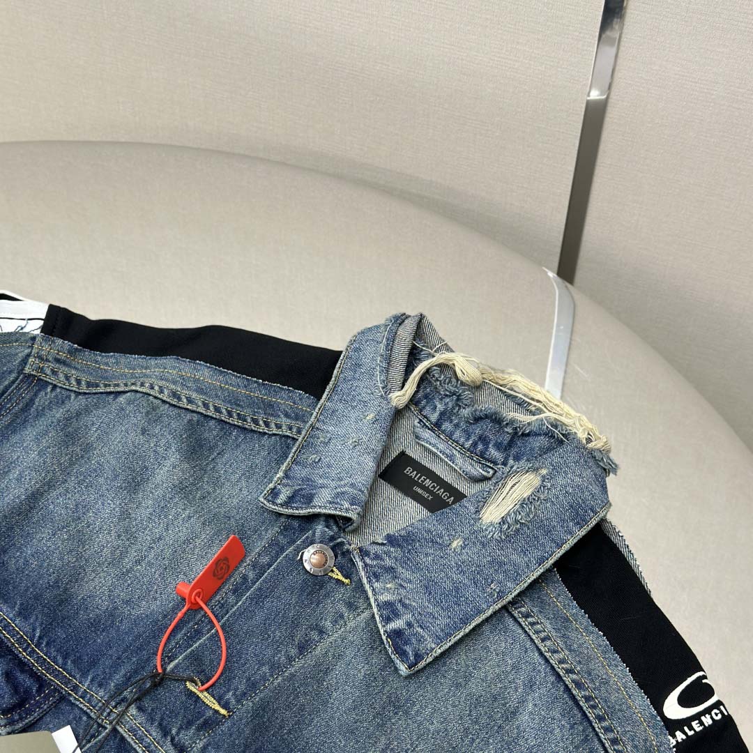 Balenciaga Cut-Up Tracksuit Jacket In Blue And Black Technical Fabric - DesignerGu