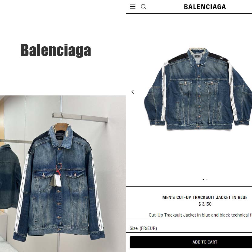 Balenciaga Cut-Up Tracksuit Jacket In Blue And Black Technical Fabric - DesignerGu