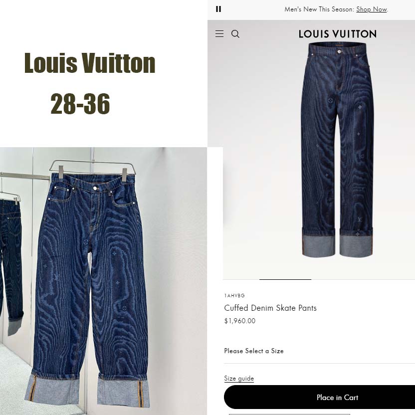 Louis Vuitton Cuffed Denim Skate Pants   1AHVBG - DesignerGu