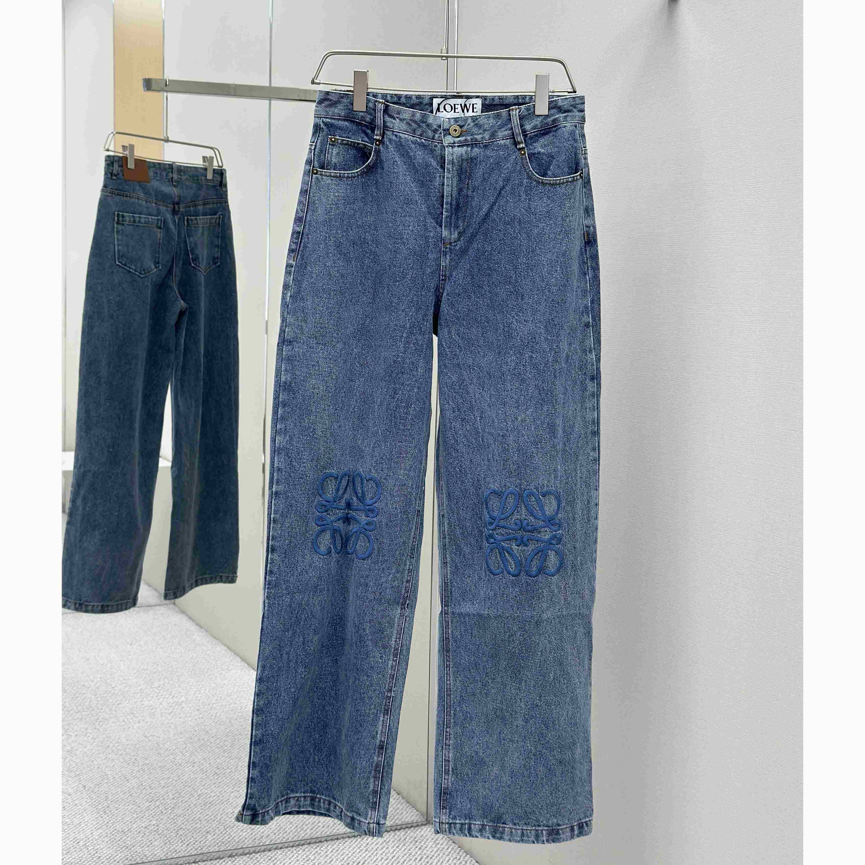 Loewe Anagram Baggy Jeans In Denim - DesignerGu