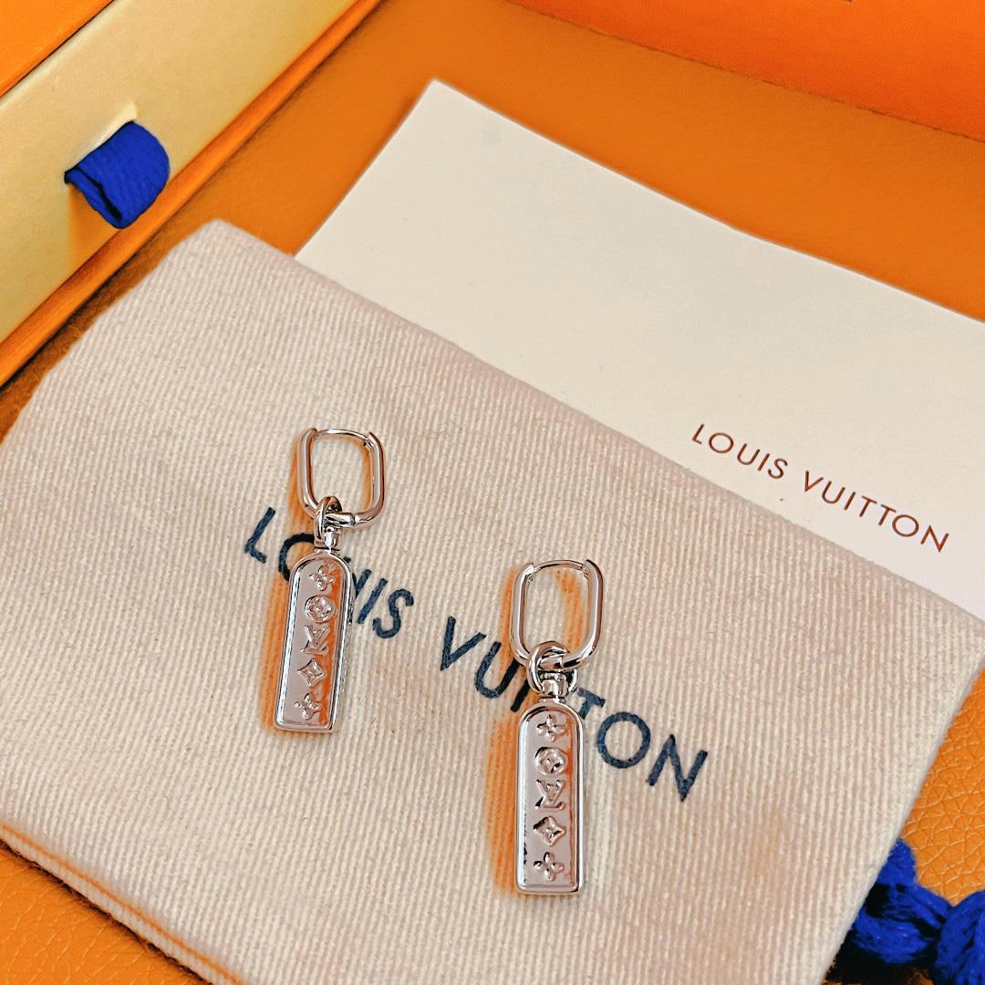 Louis Vuitton Les Gastons Vuitton Tag Single Hoop, White Gold   Q06946 - DesignerGu