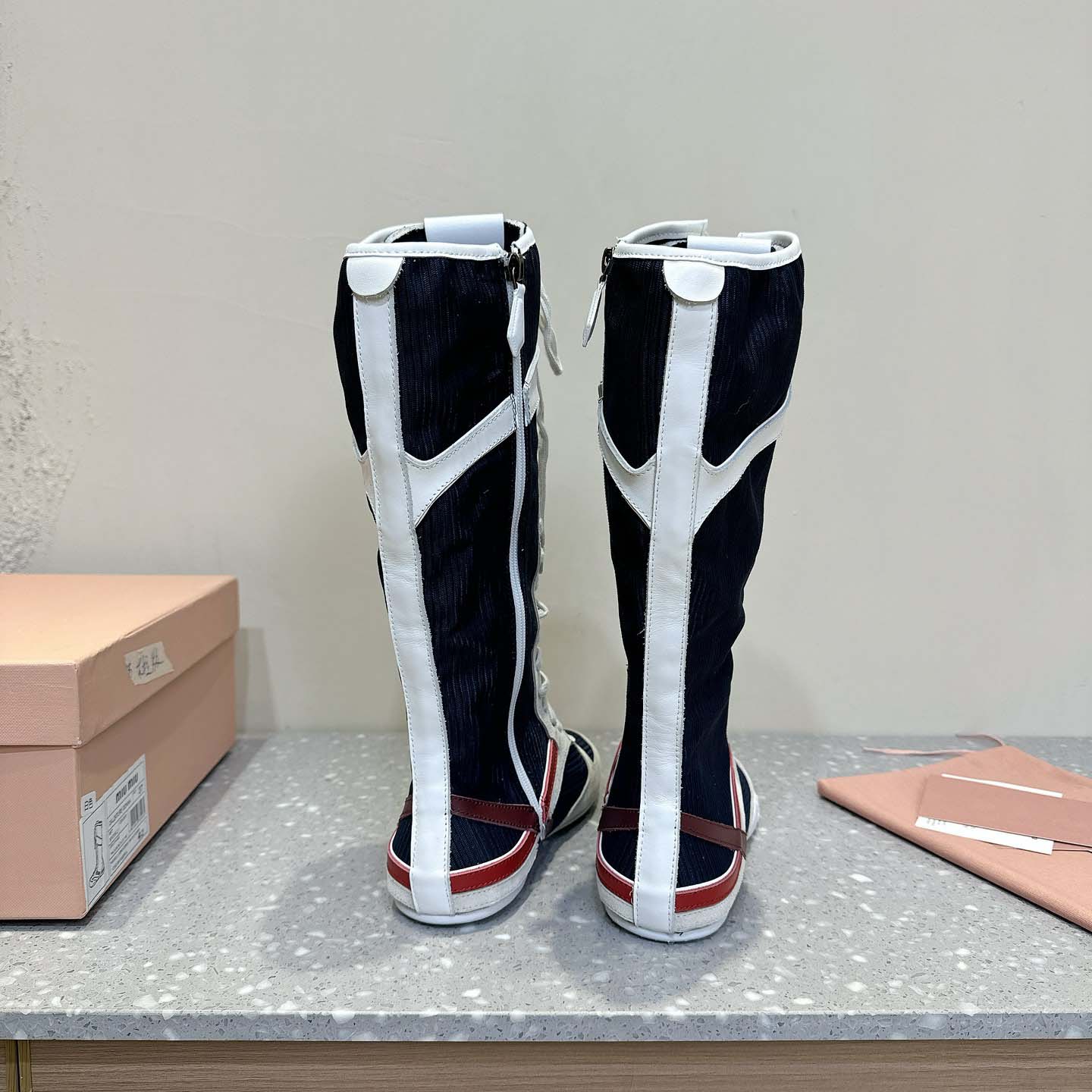Miu Miu Gymnasium Technical Fabric And Suede Boxeur Boots - DesignerGu