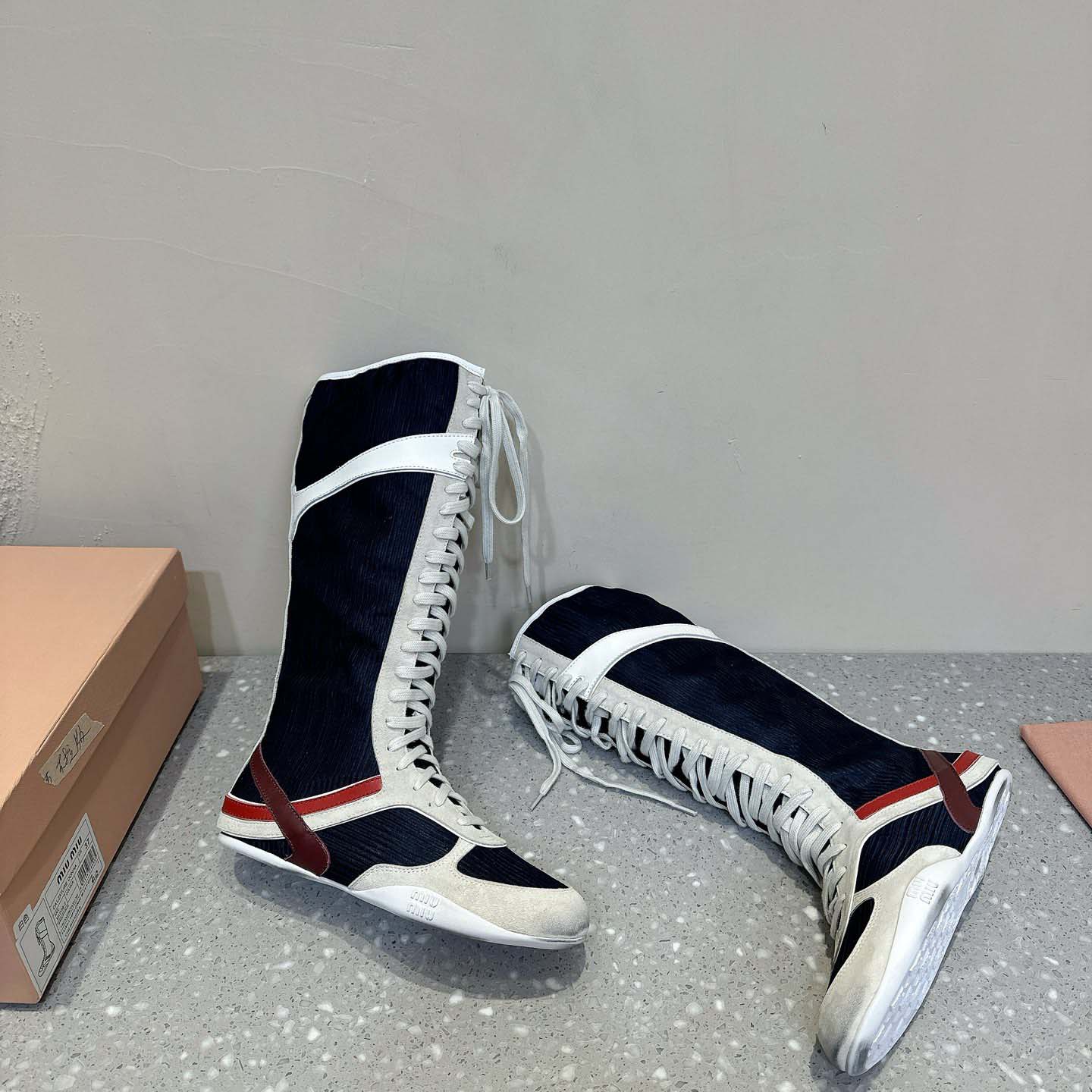 Miu Miu Gymnasium Technical Fabric And Suede Boxeur Boots - DesignerGu