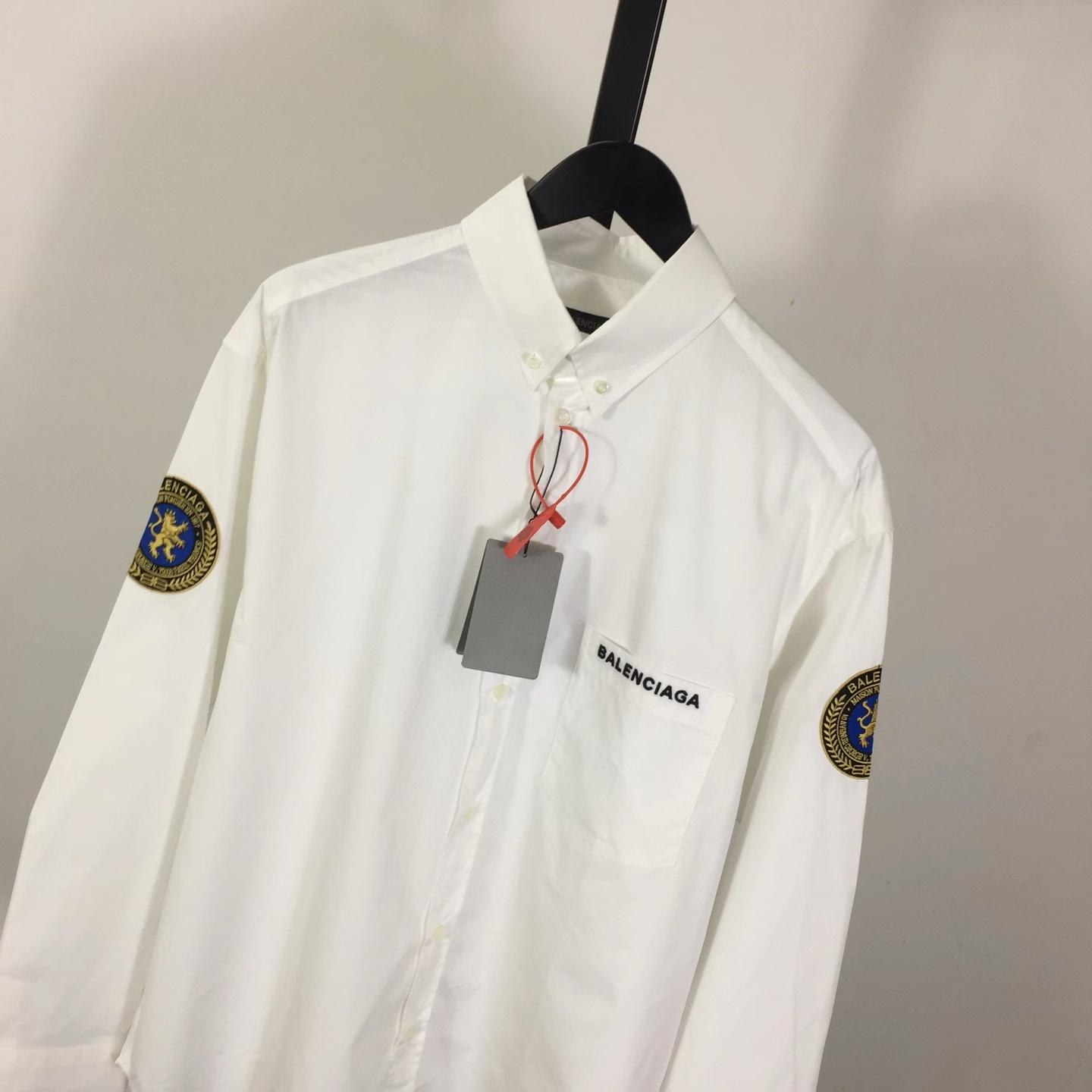 Balenciaga Logo-patch Cotton Shirt - DesignerGu