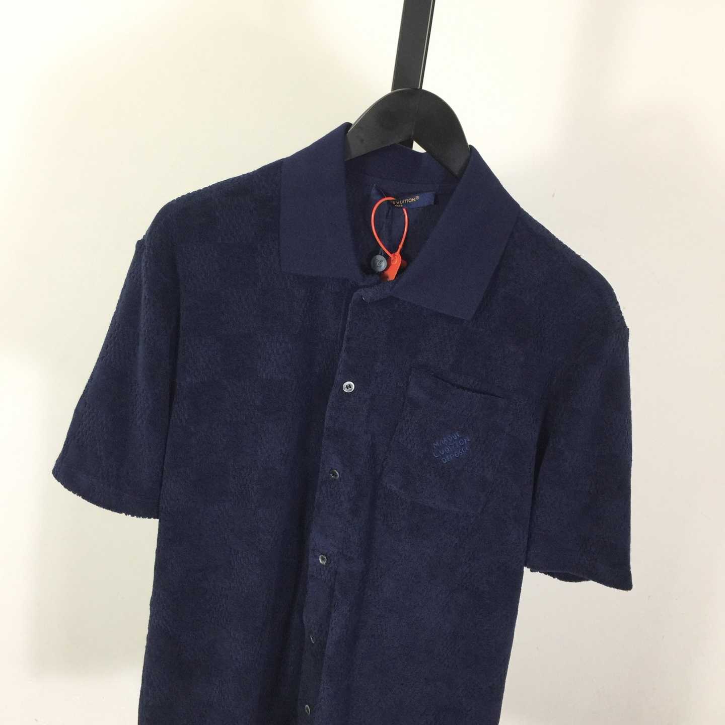 Louis Vuitton Damier French Terry Short-Sleeved Cotton-Blend Shirt   1AGK51 - DesignerGu