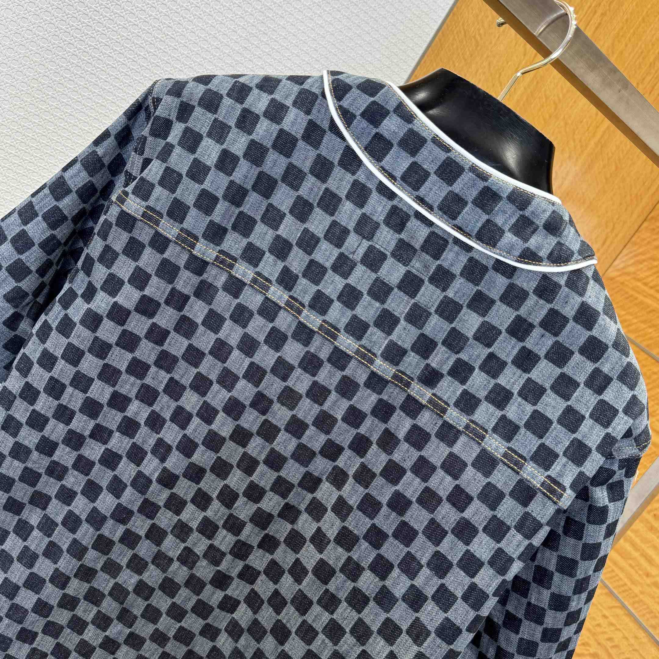 Louis Vuitton Damier Denim Baseball Shirt   1AIMJH - DesignerGu