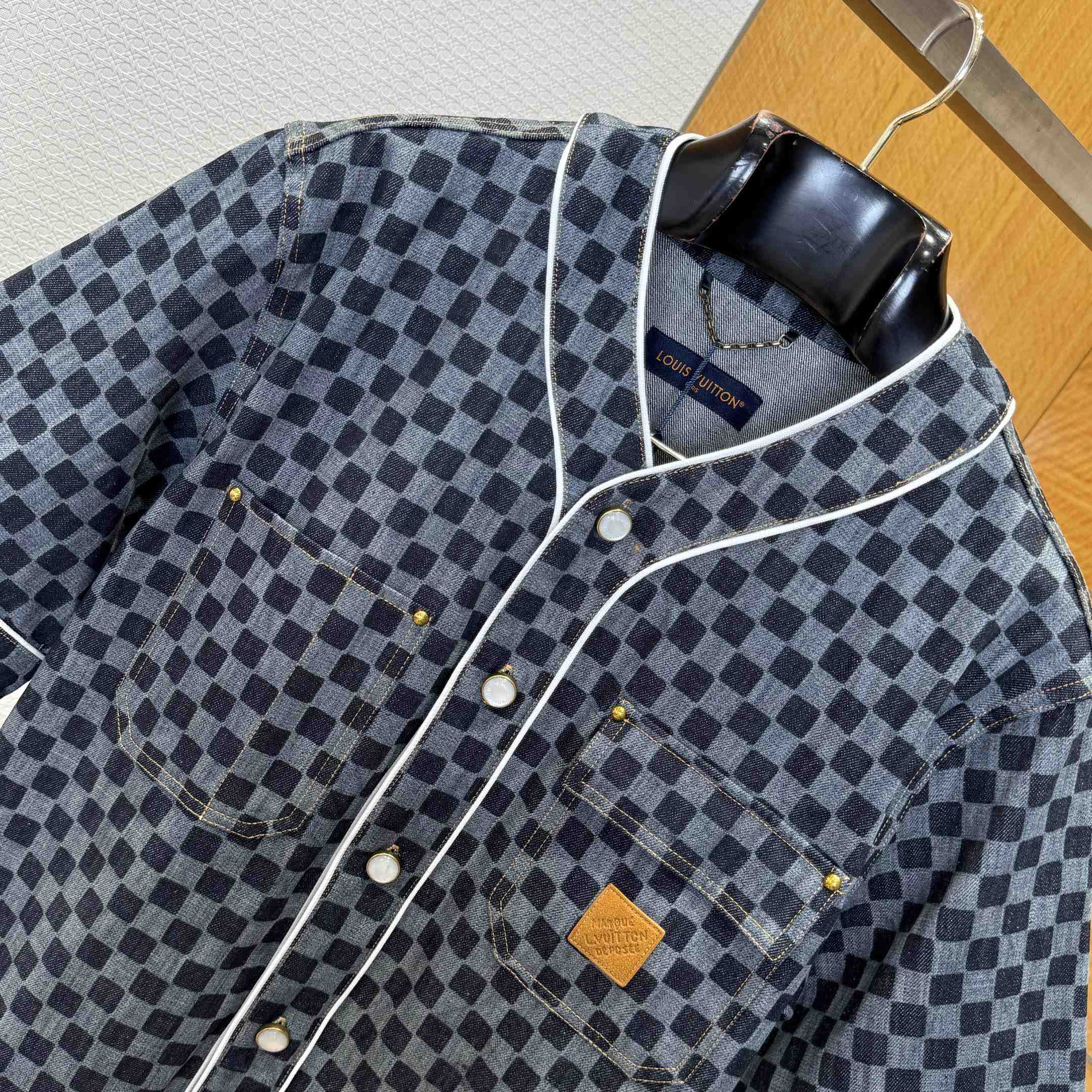Louis Vuitton Damier Denim Baseball Shirt   1AIMJH - DesignerGu