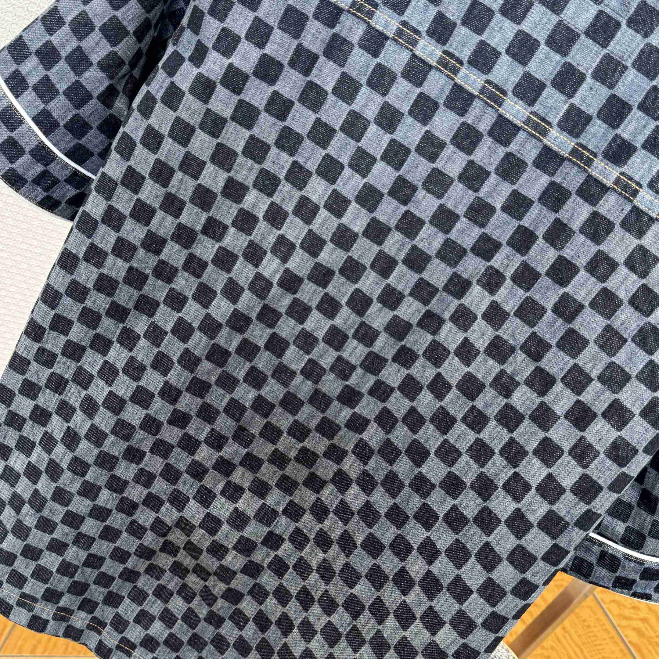 Louis Vuitton Damier Denim Baseball Shirt   1AIMJH - DesignerGu