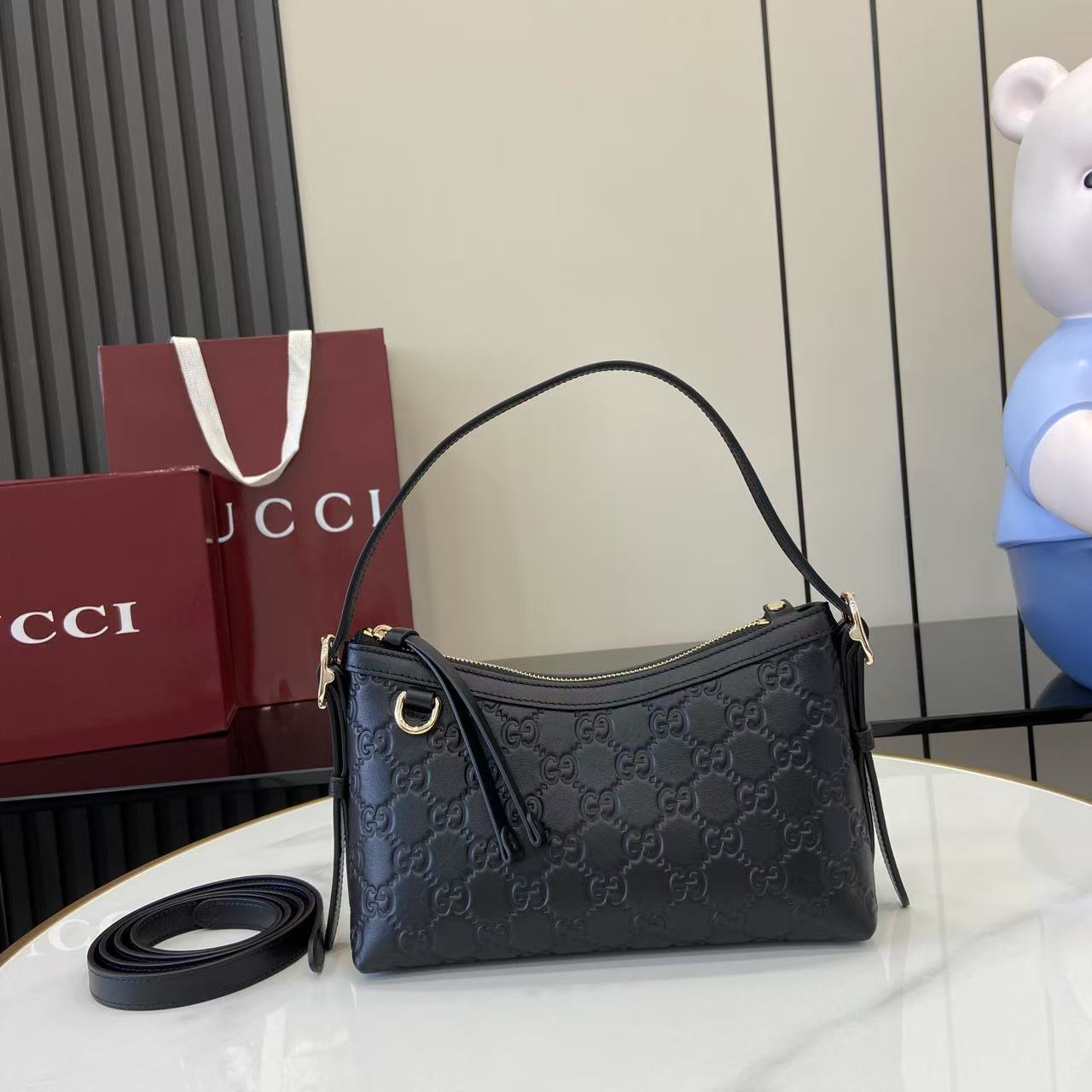 Gucci GG Emblem Small Shoulder Bag - DesignerGu