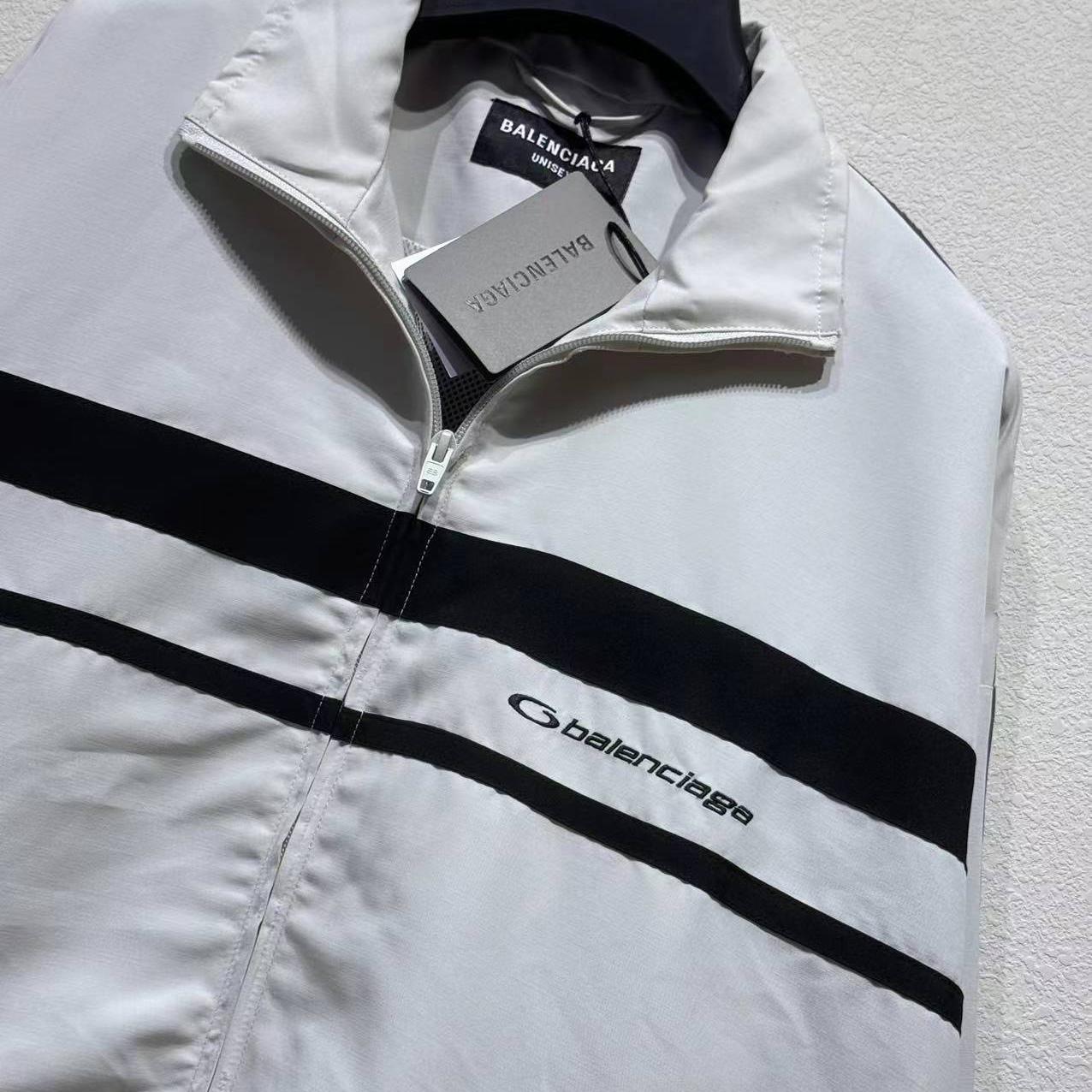 Balenciaga 50/50 Tracksuit Jacket In White And Grey - DesignerGu