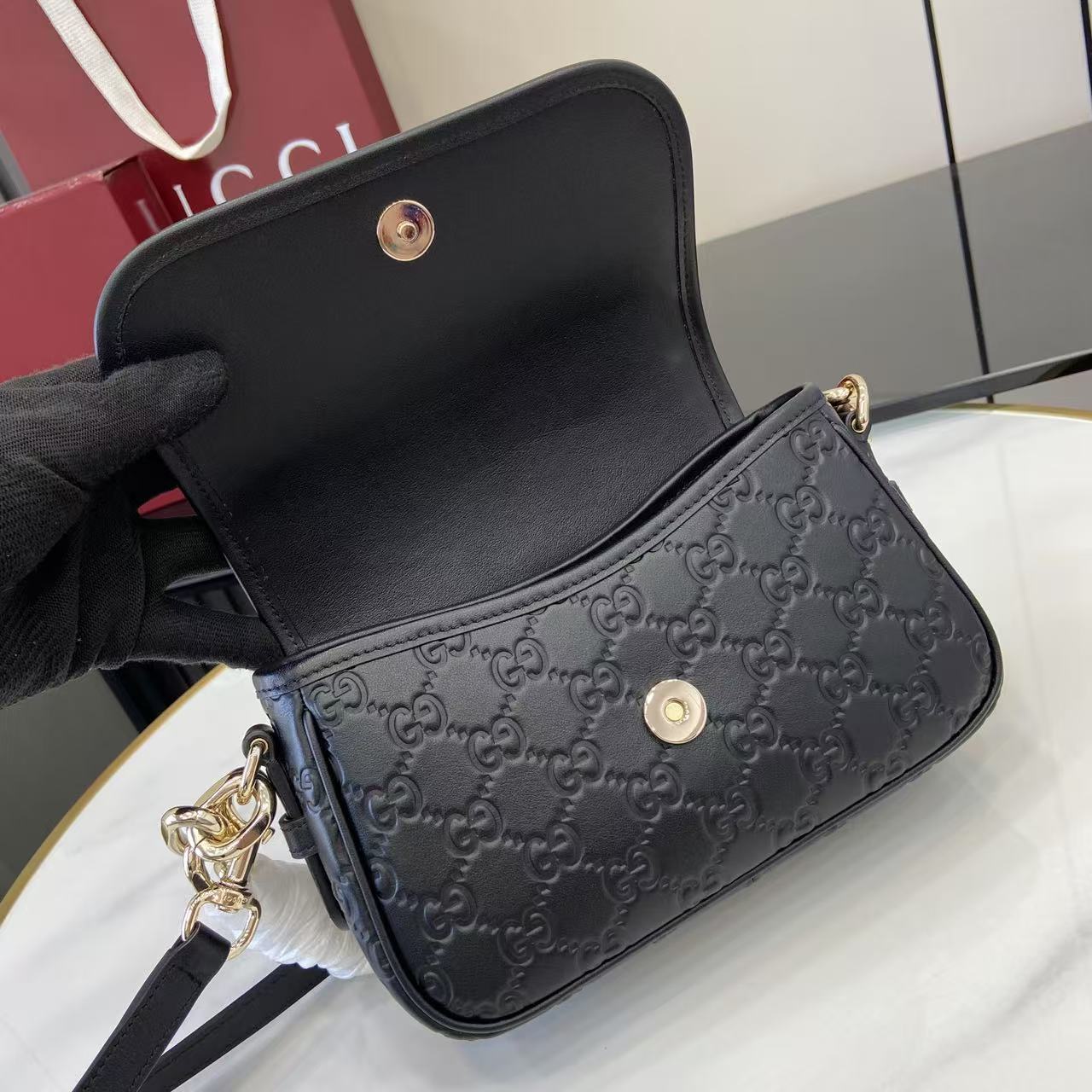 Gucci GG Emblem Small Shoulder Bag - DesignerGu
