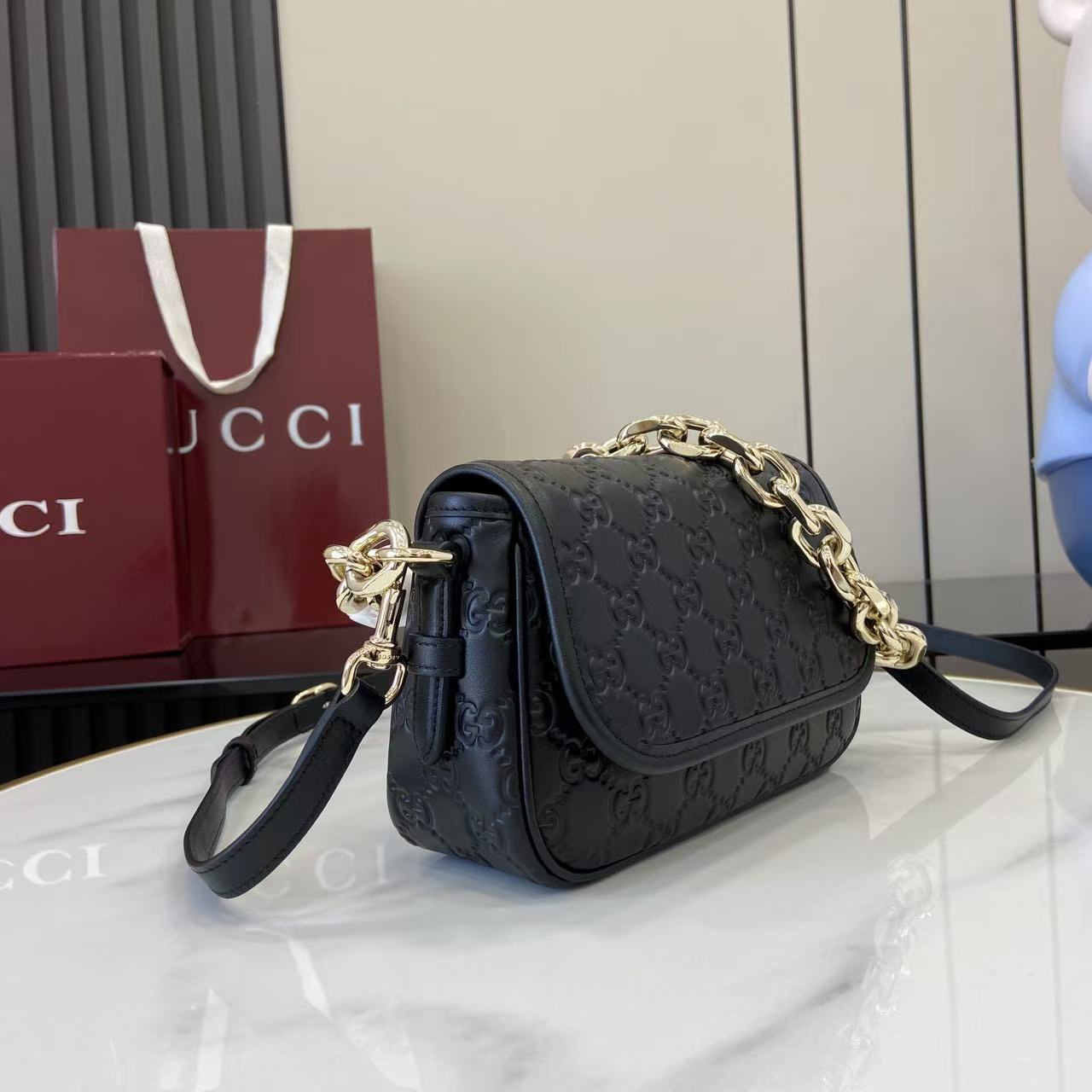 Gucci GG Emblem Small Shoulder Bag - DesignerGu